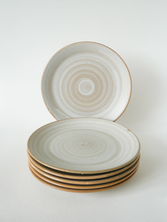 Lot de 6 assiettes plates en grès Niderviller, 1960