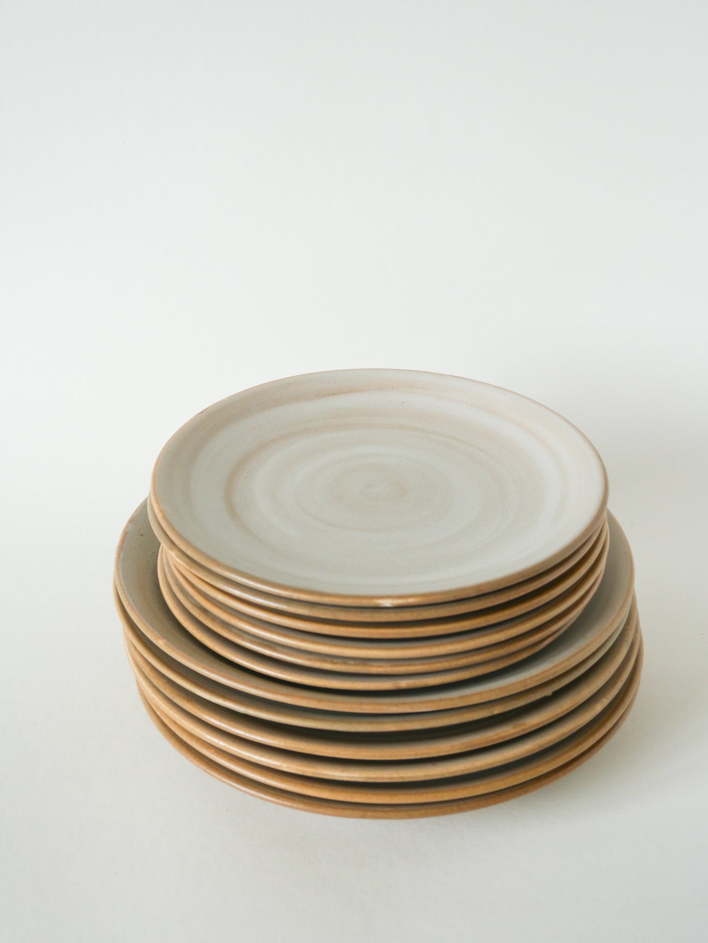 Lot de 6 assiettes plates en grès Niderviller, 1960