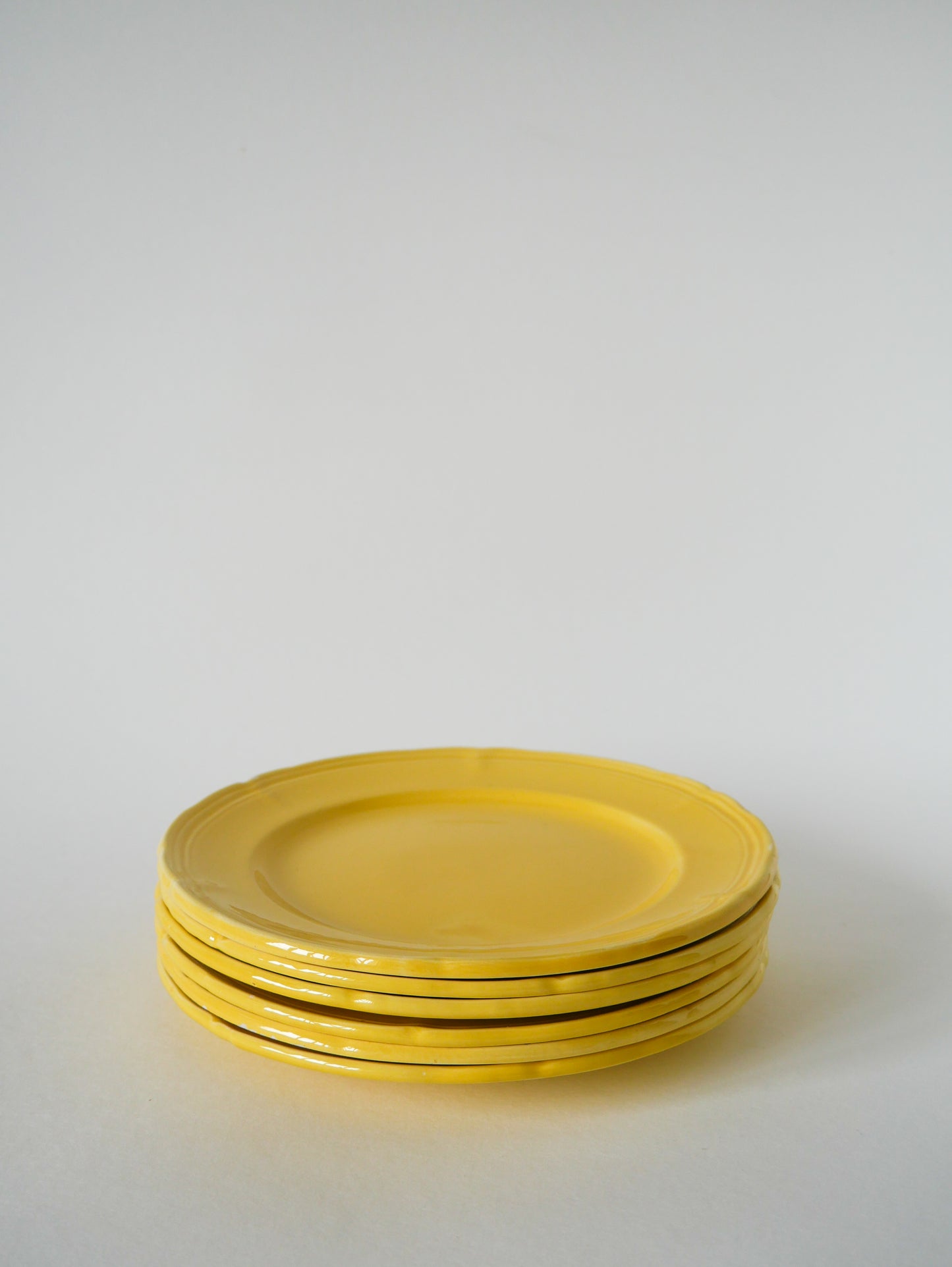 Lot de 6 assiettes à dessert Badonviller jaune citron, 1960