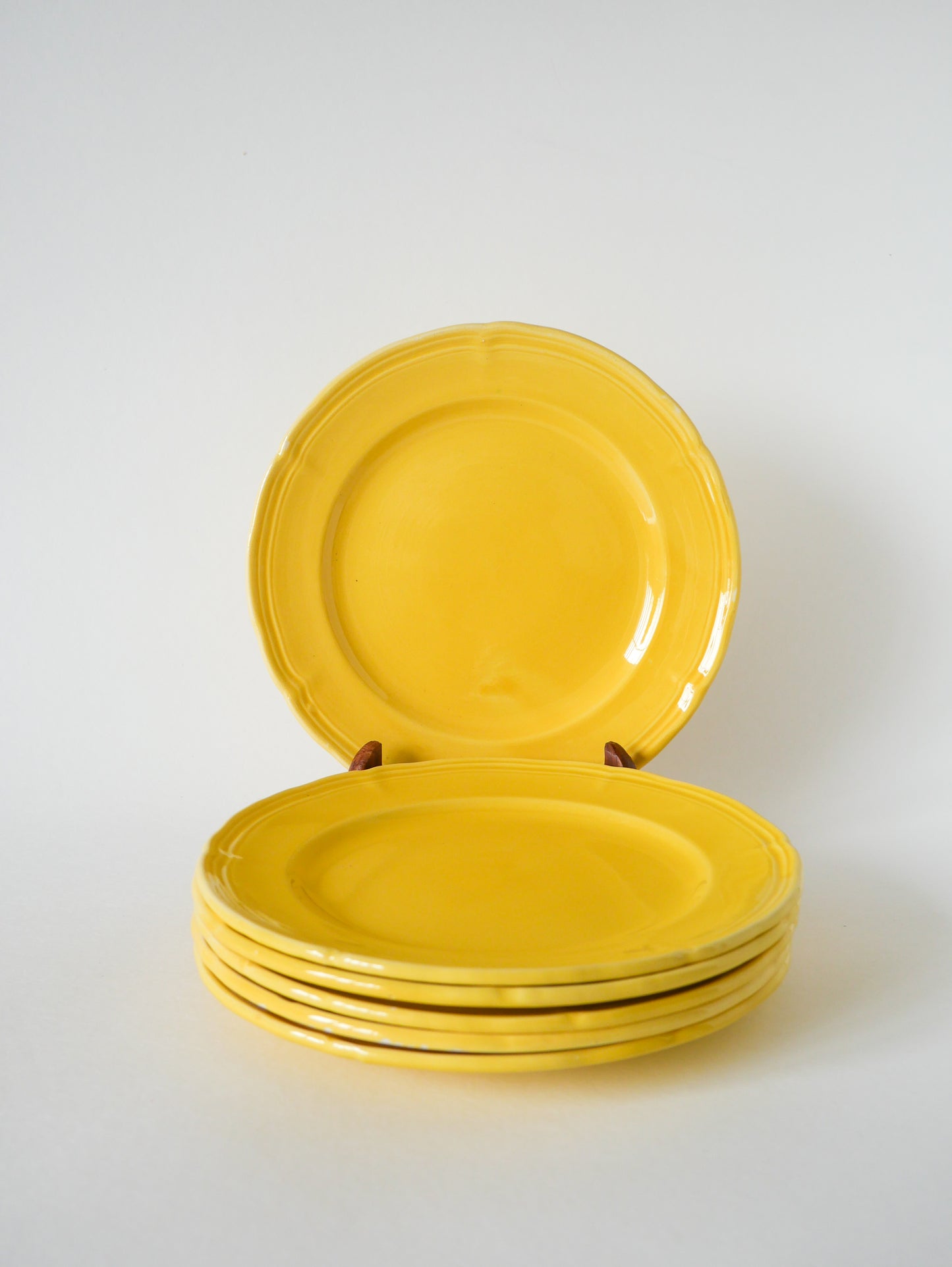 Lot de 6 assiettes à dessert Badonviller jaune citron, 1960