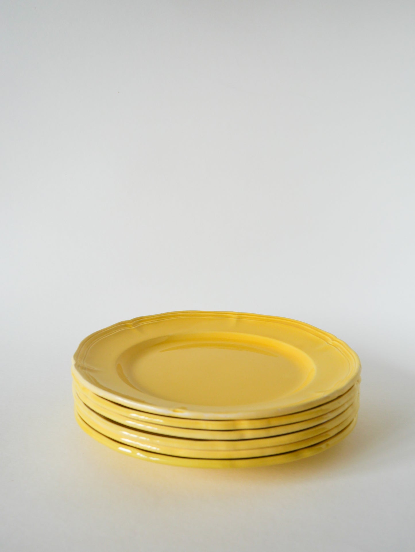 Lot de 6 assiettes plates Badonviller jaune citron, 1960