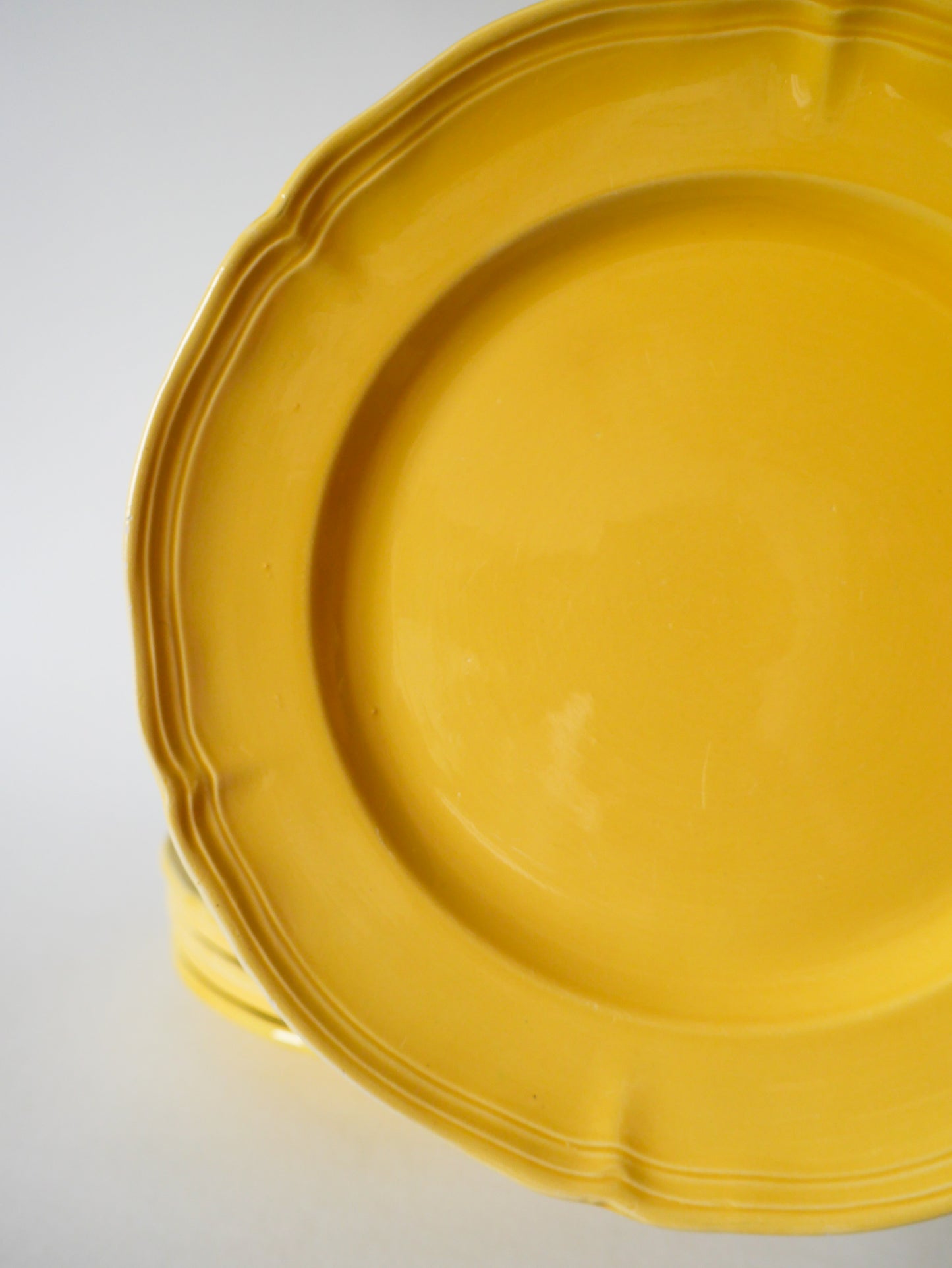 Lot de 6 assiettes plates Badonviller jaune citron, 1960