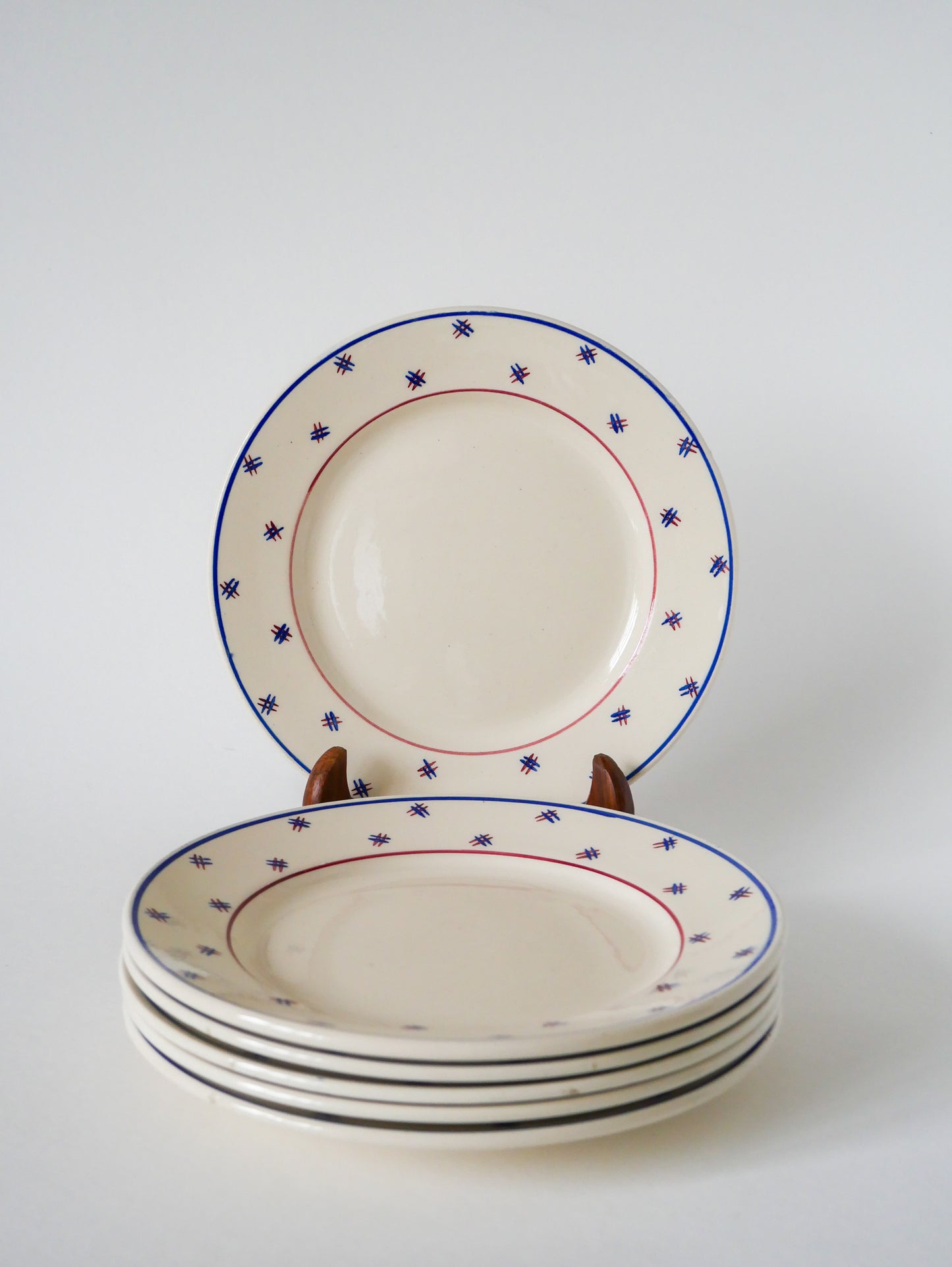 Lot de 6 assiettes à dessert, Lunéville modèle E Pierrée, 1940