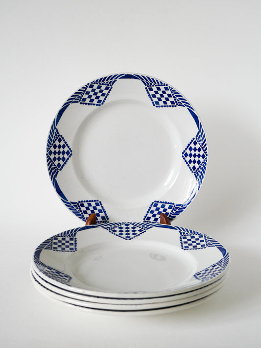 Lot de 5 assiettes plates Moulin des Loups, modèle Pantin, 1950