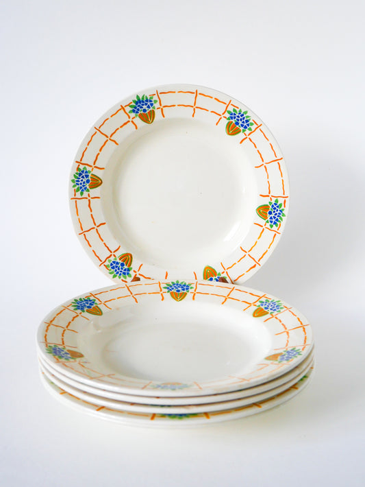 Lot de 6 assiettes creuses HBCM, modèle Josette, 1940