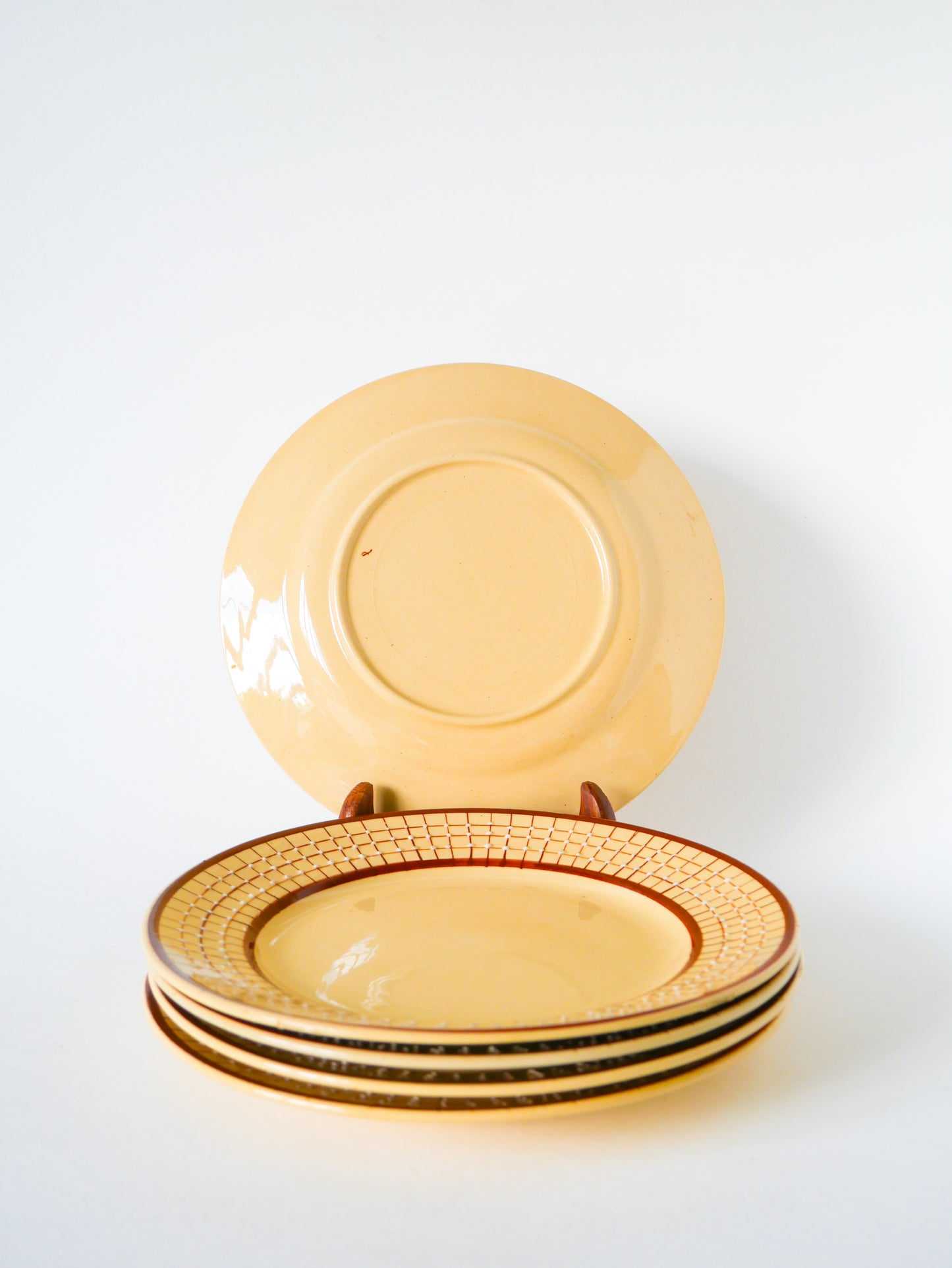 Lot de 5 assiettes plates, Salins, Marron et Beige Texturé, Art Déco, 1930