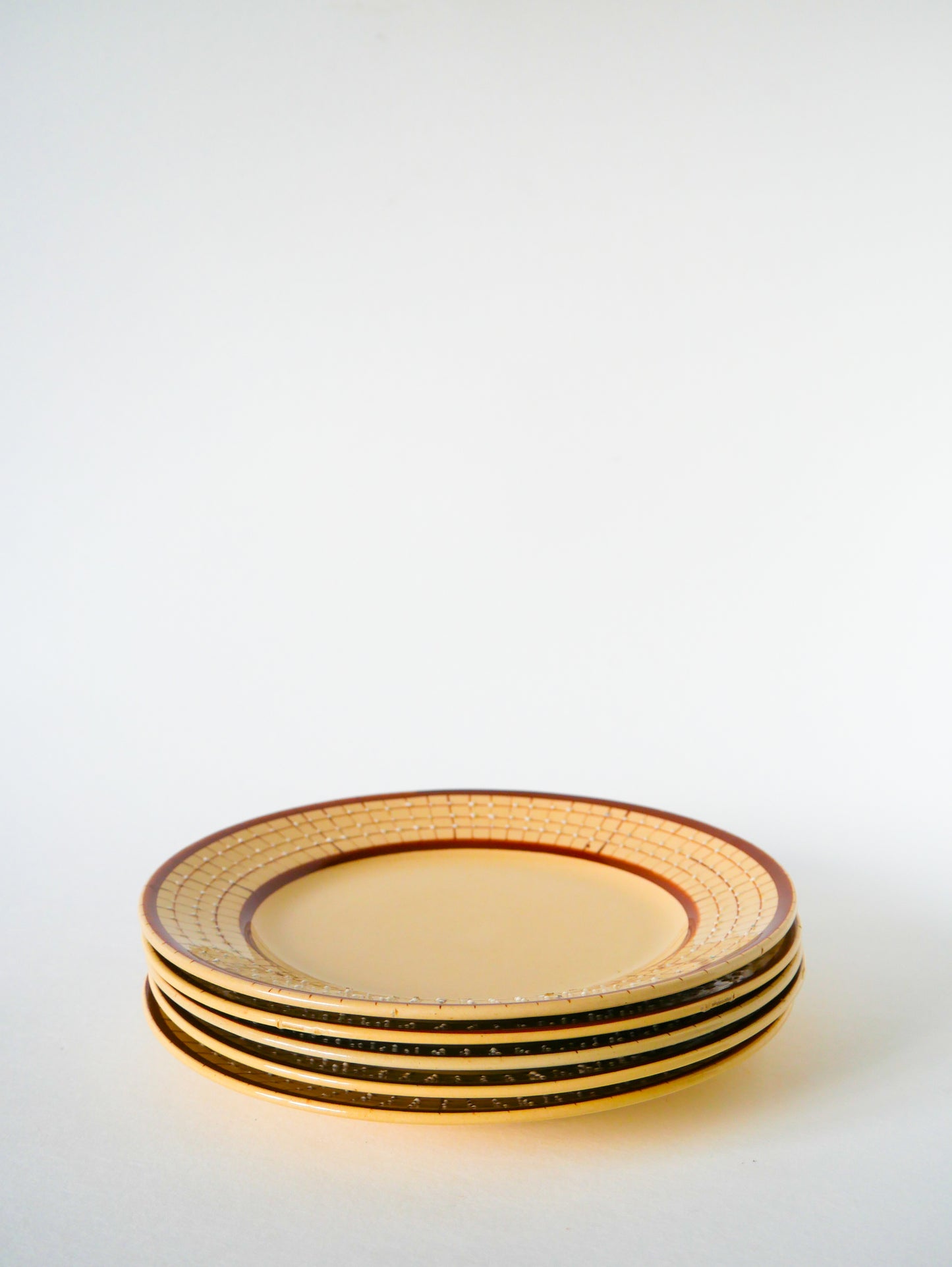 Lot de 5 assiettes plates, Salins, Marron et Beige Texturé, Art Déco, 1930