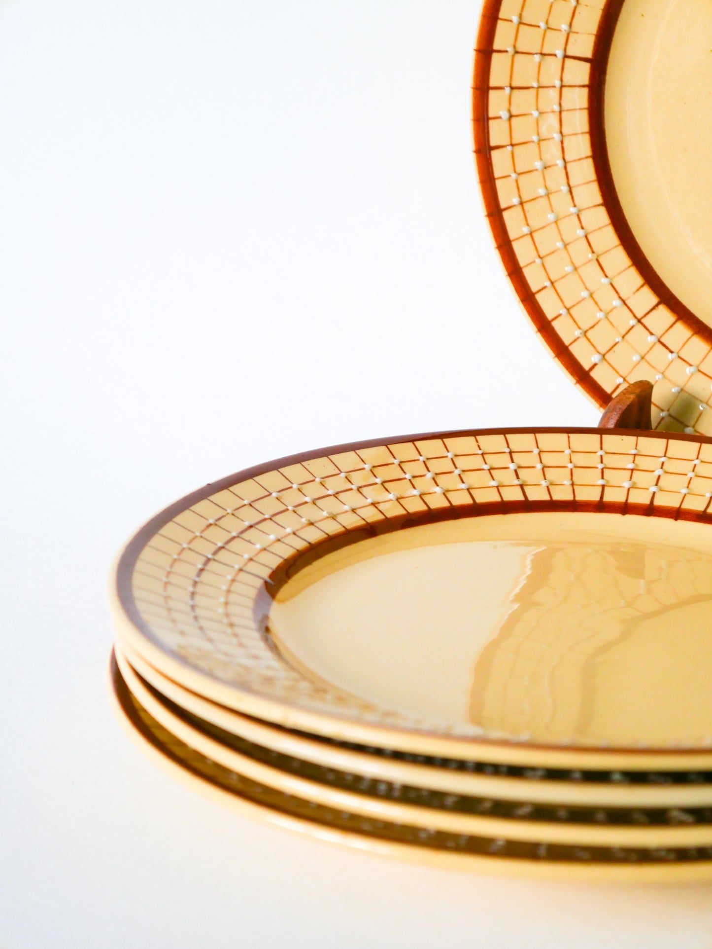 Lot de 5 assiettes plates, Salins, Marron et Beige Texturé, Art Déco, 1930