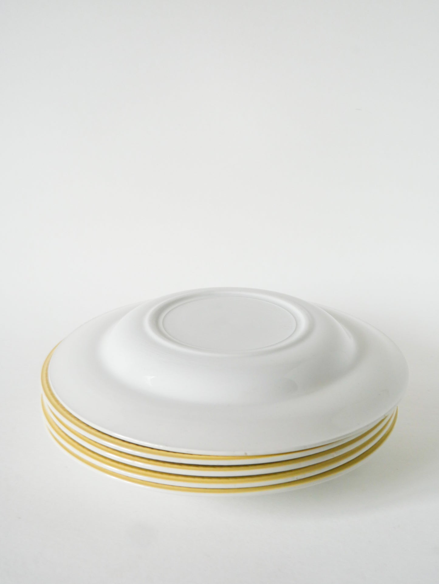 Lot de 5 assiettes creuses Badonviller, bordure nid d'abeille Jaune Poussin, 1960