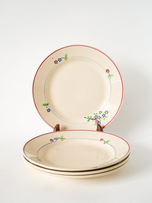 Ensemble de 4 assiettes plates Moulin des Loups, Modèle "Isabelle", 1950