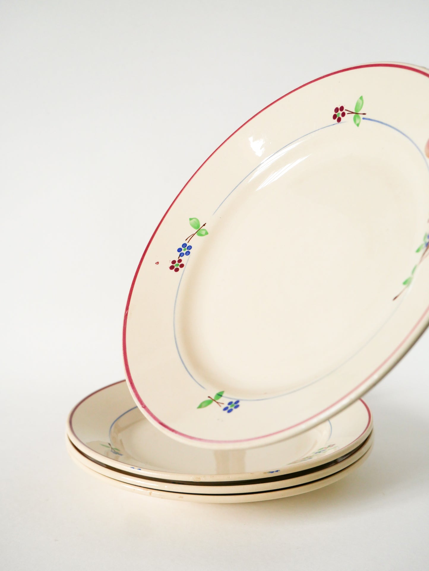 Ensemble de 4 assiettes plates Moulin des Loups, Modèle "Isabelle", 1950