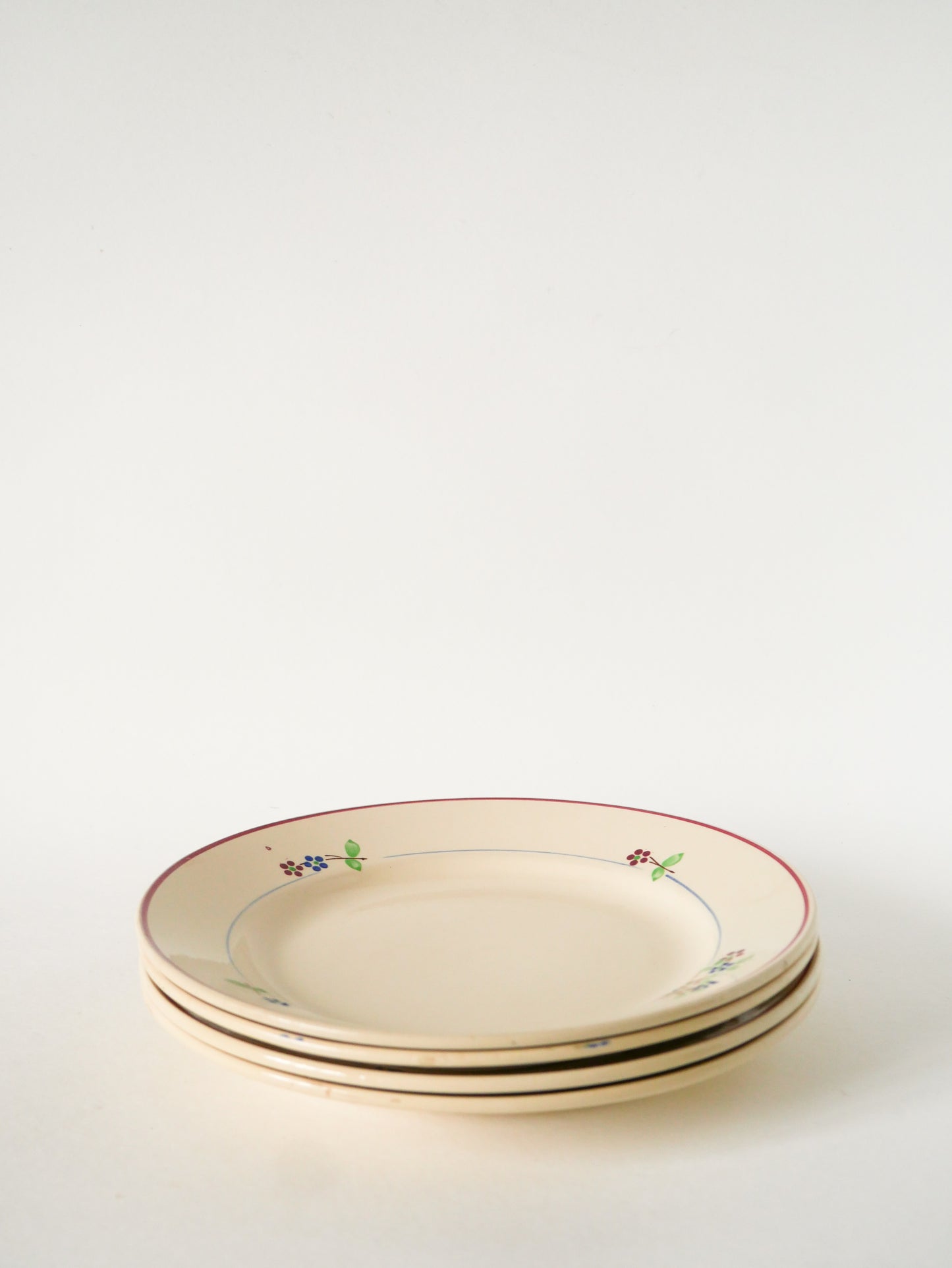 Ensemble de 4 assiettes plates Moulin des Loups, Modèle "Isabelle", 1950