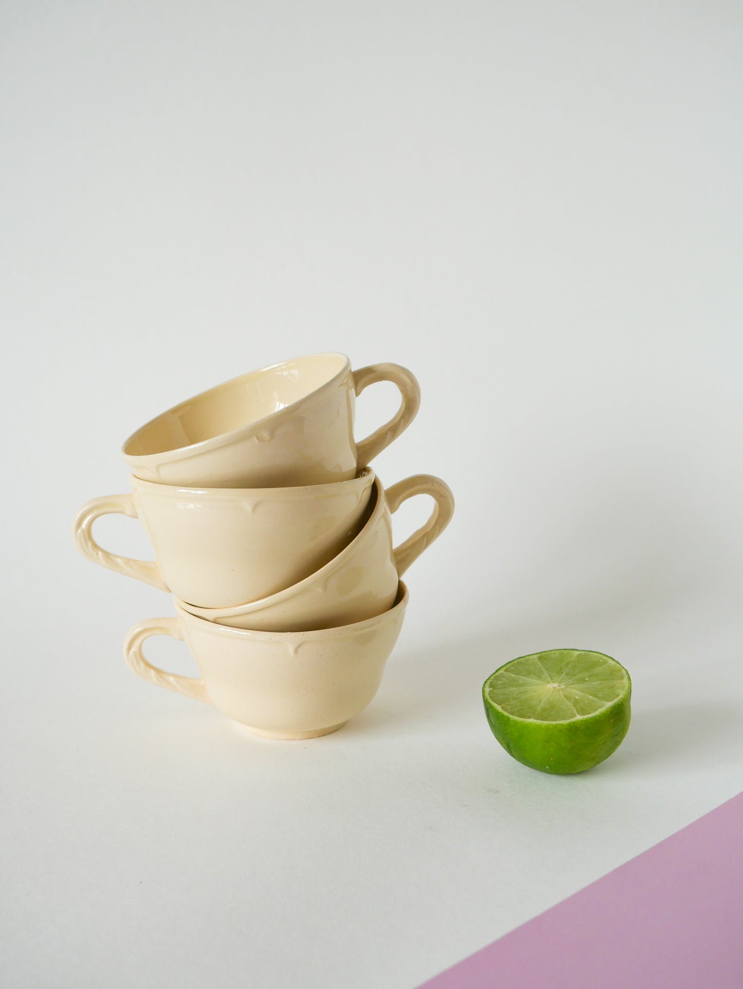 Ensemble de 4 tasses à café Badonviller, Crème, 1960