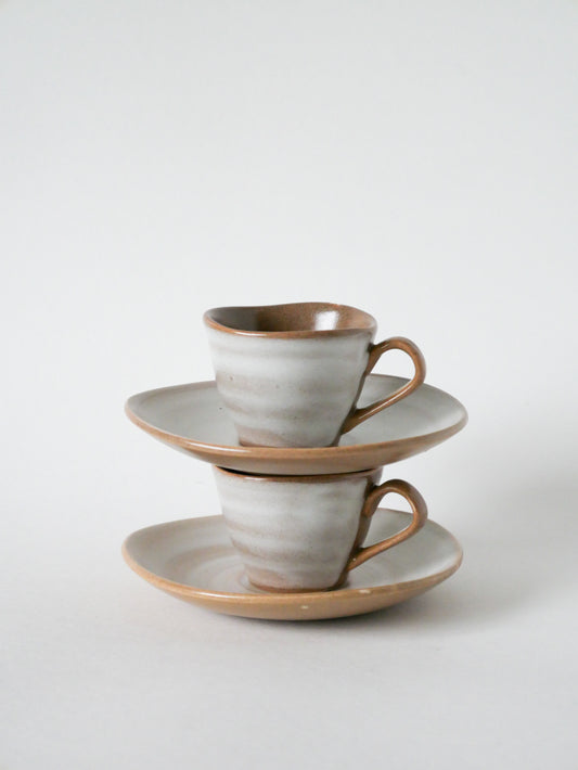 Paire de tasses en grès Niderviller, 1960