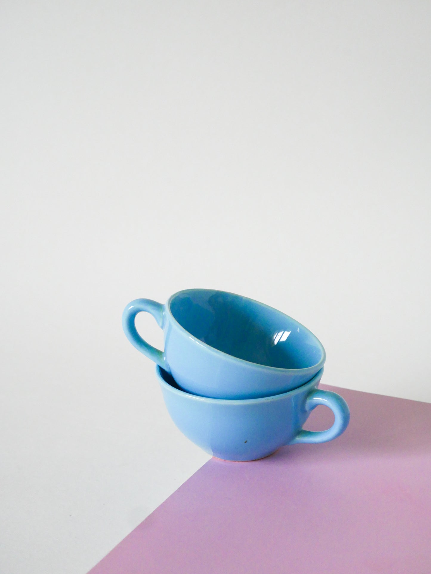 Ensemble de 6 tasses à café et soucoupes, Bleu Ciel, 1960