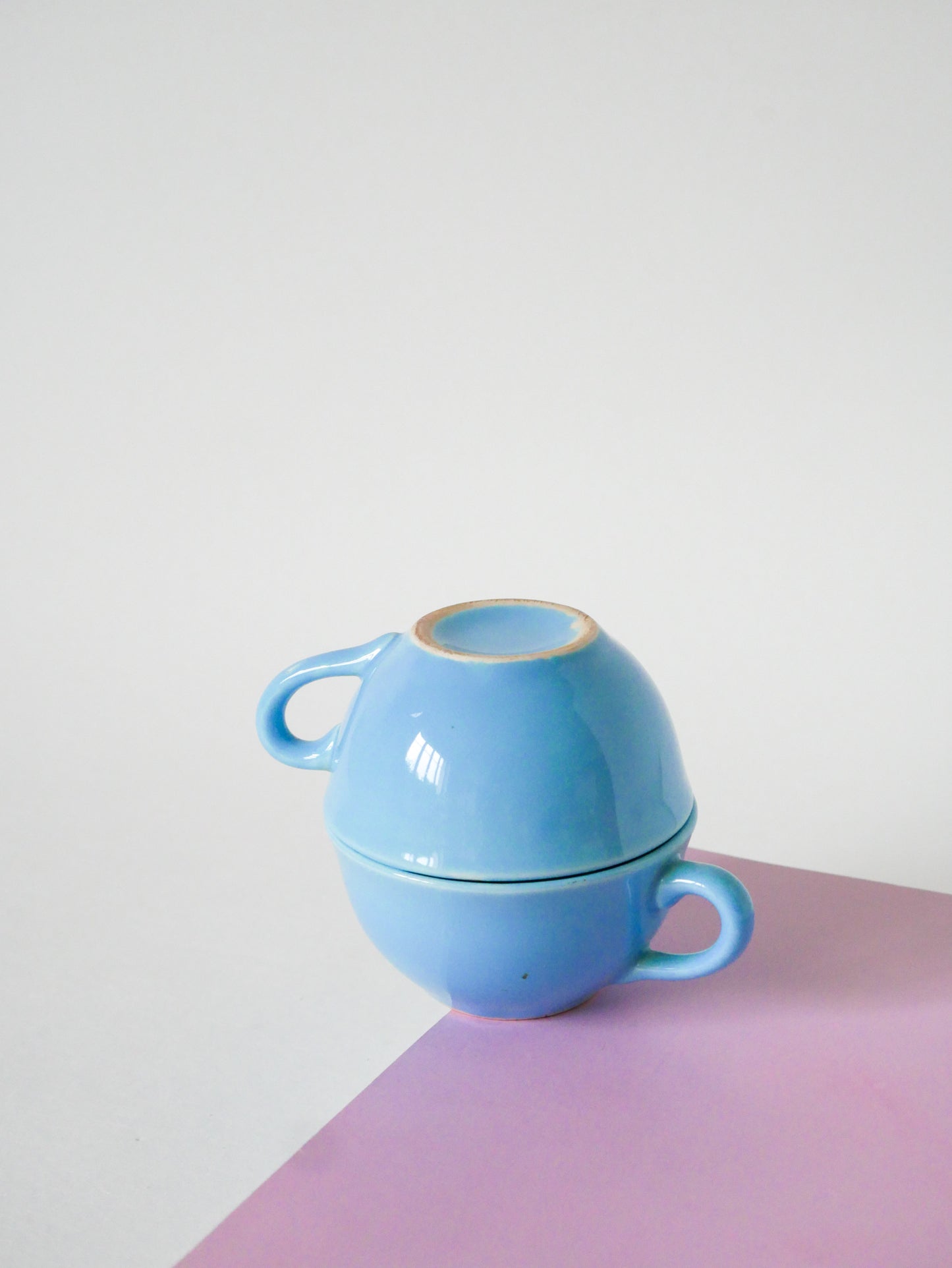 Ensemble de 6 tasses à café et soucoupes, Bleu Ciel, 1960