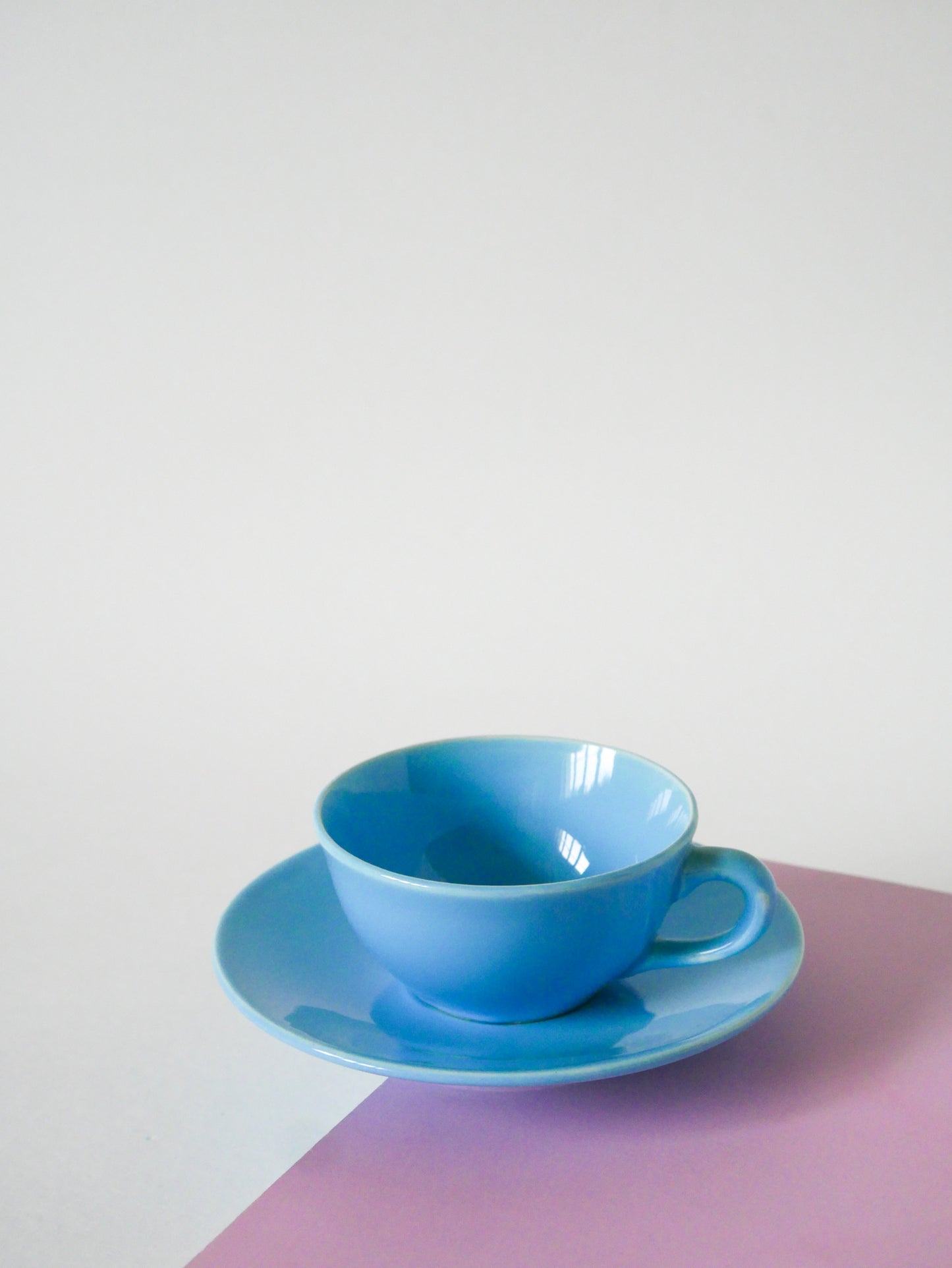 Ensemble de 6 tasses à café et soucoupes, Bleu Ciel, 1960