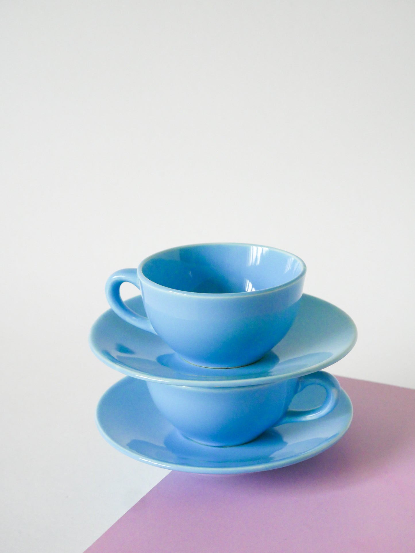 Ensemble de 6 tasses à café et soucoupes, Bleu Ciel, 1960