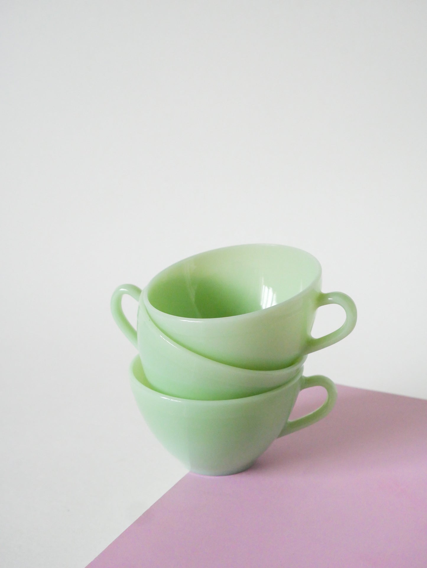 Ensemble de 6 tasses à café en Arcopal, Vert opalescent, 1960