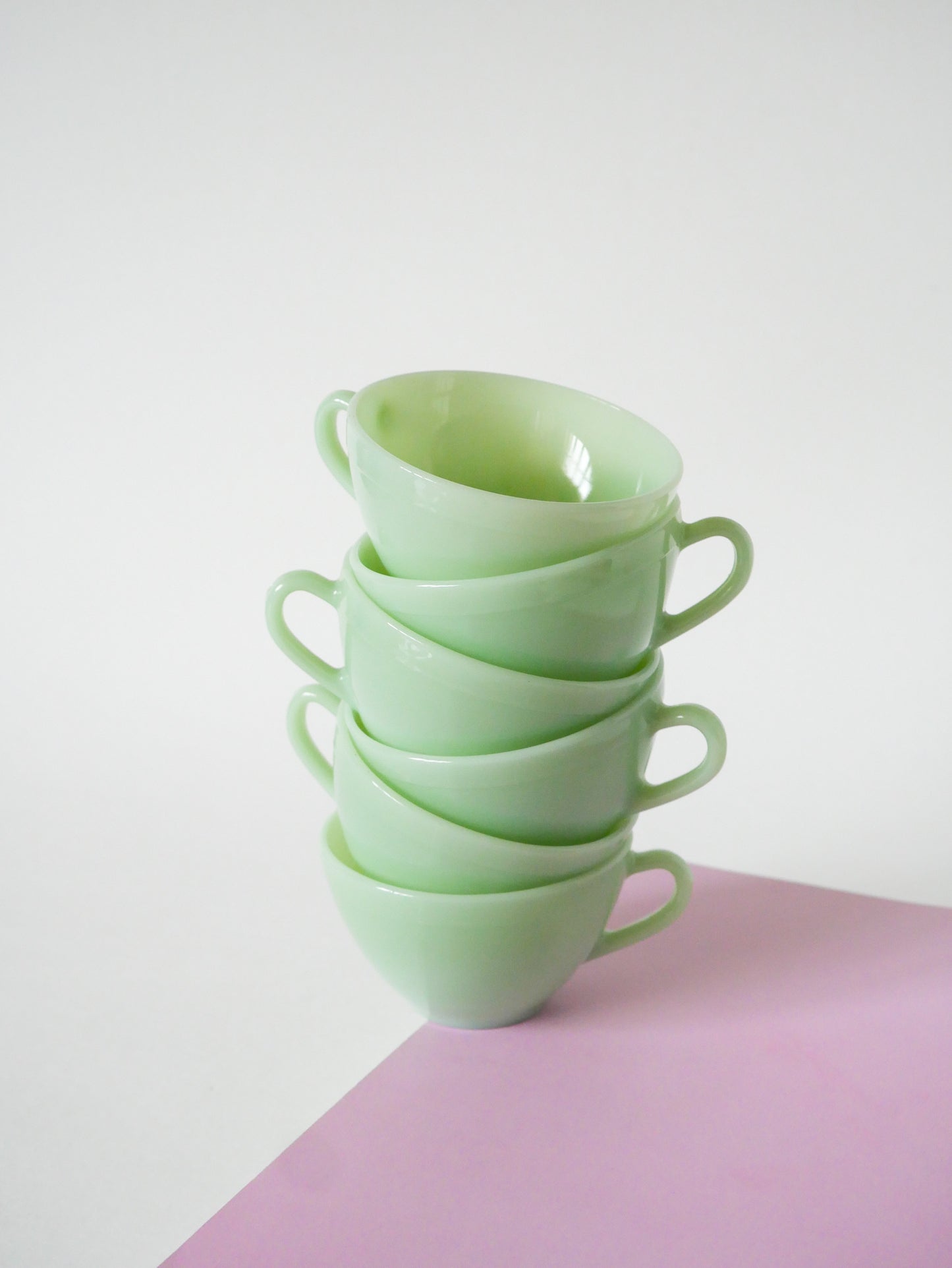 Ensemble de 6 tasses à café en Arcopal, Vert opalescent, 1960