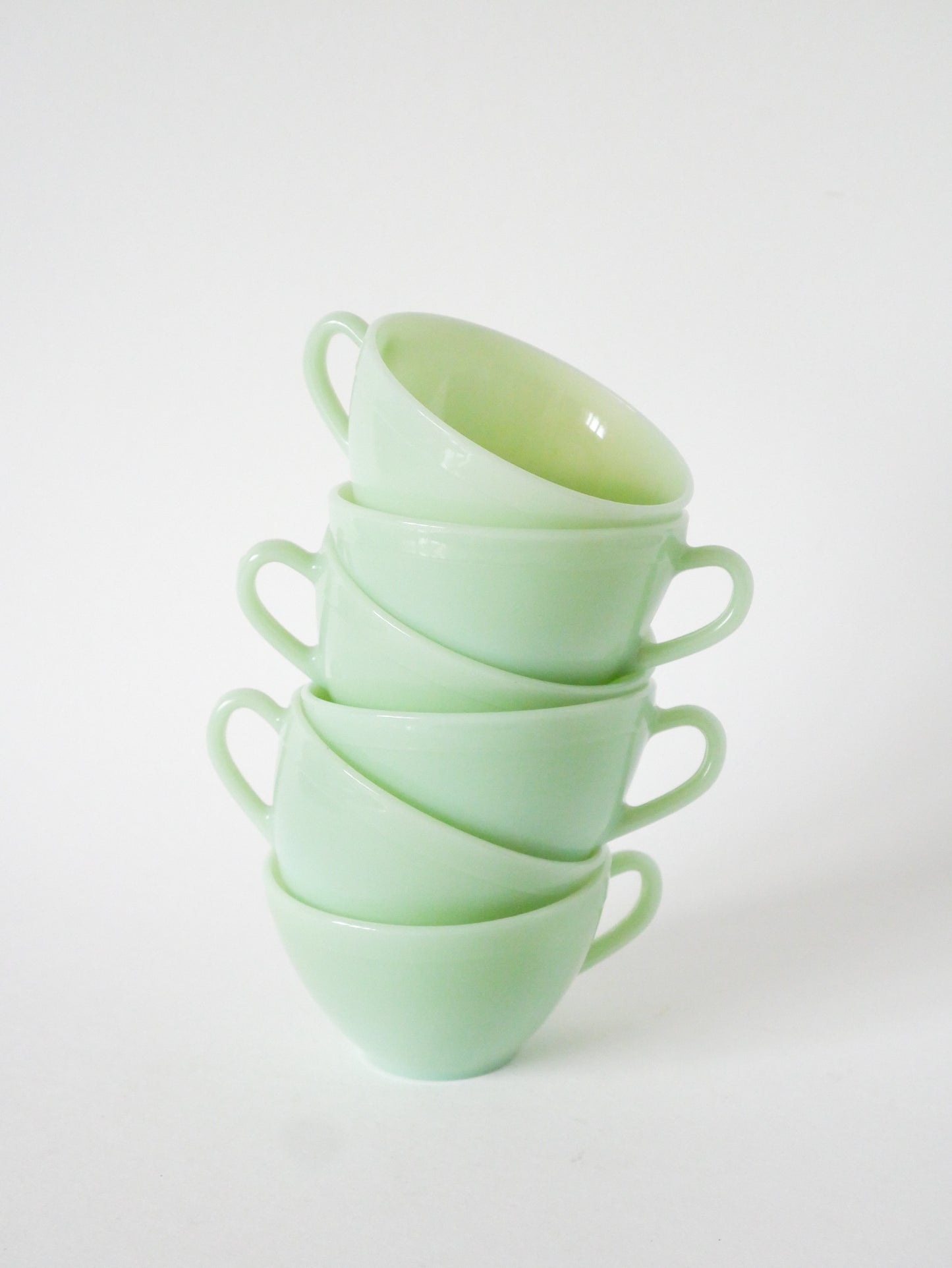 Ensemble de 6 tasses à café en Arcopal, Vert opalescent, 1960