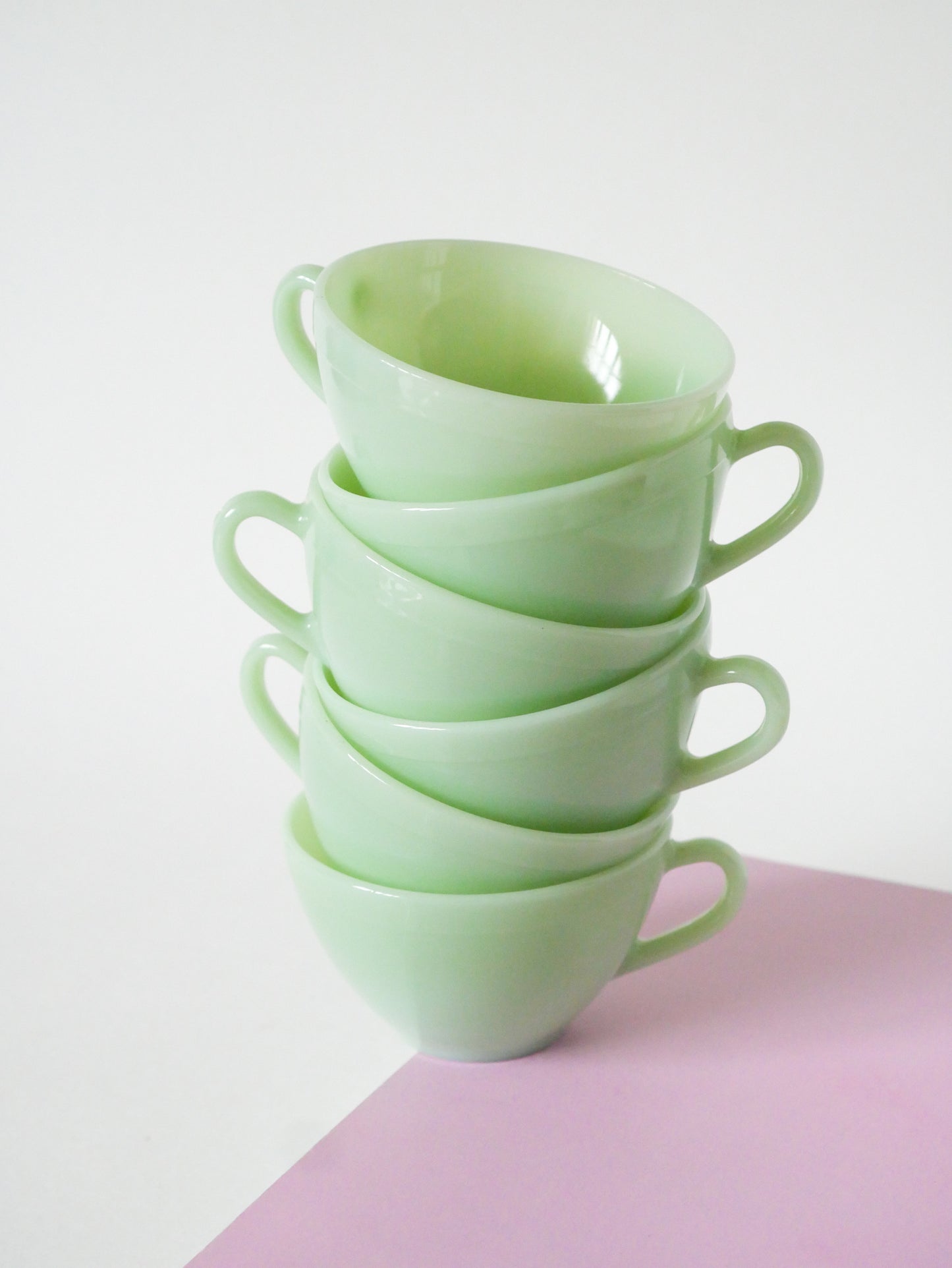 Ensemble de 6 tasses à café en Arcopal, Vert opalescent, 1960