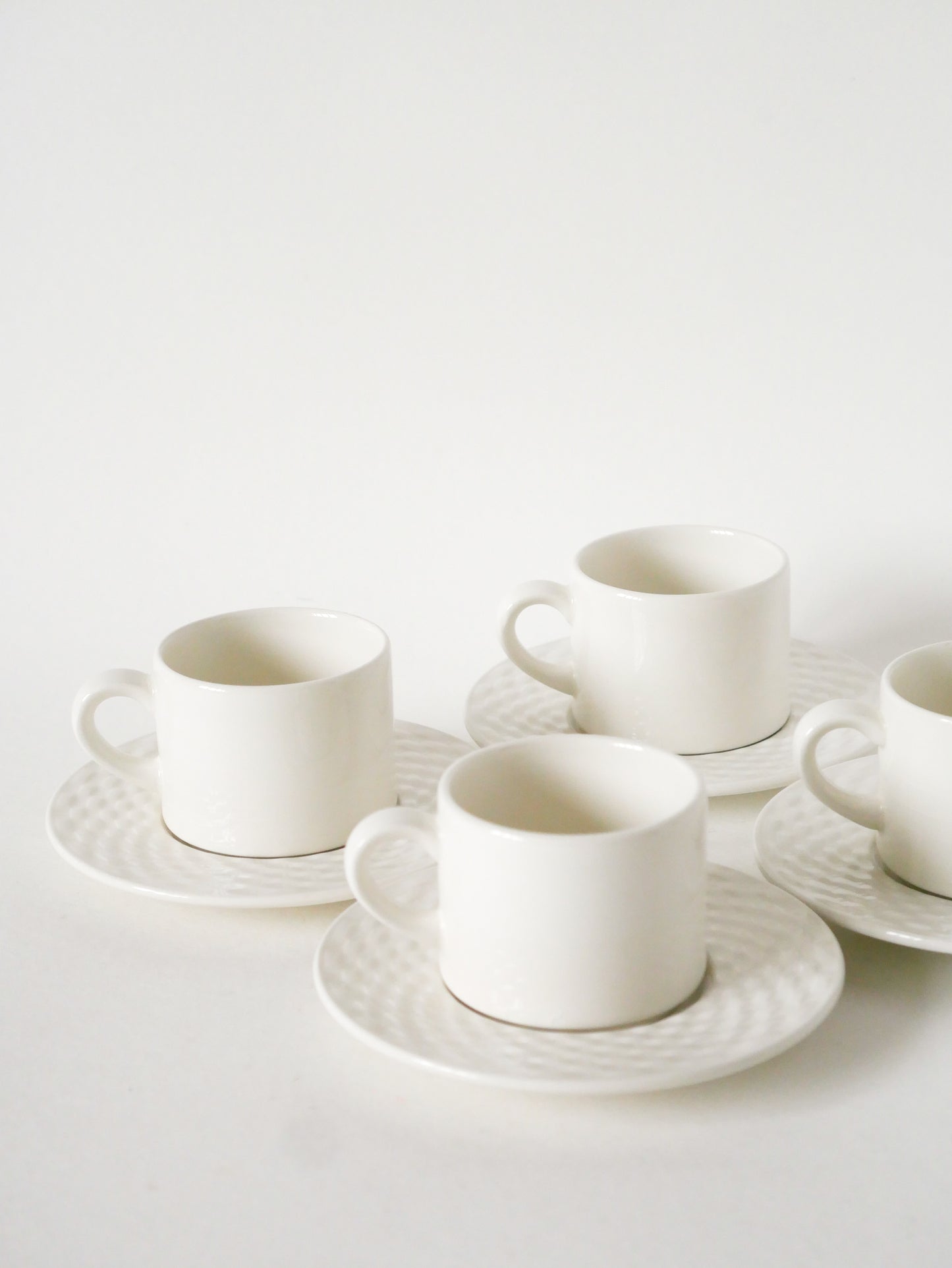 Ensemble de 4 tasses et sous-tasses à café en céramique, effet tressé, Made in Italy, Vintage