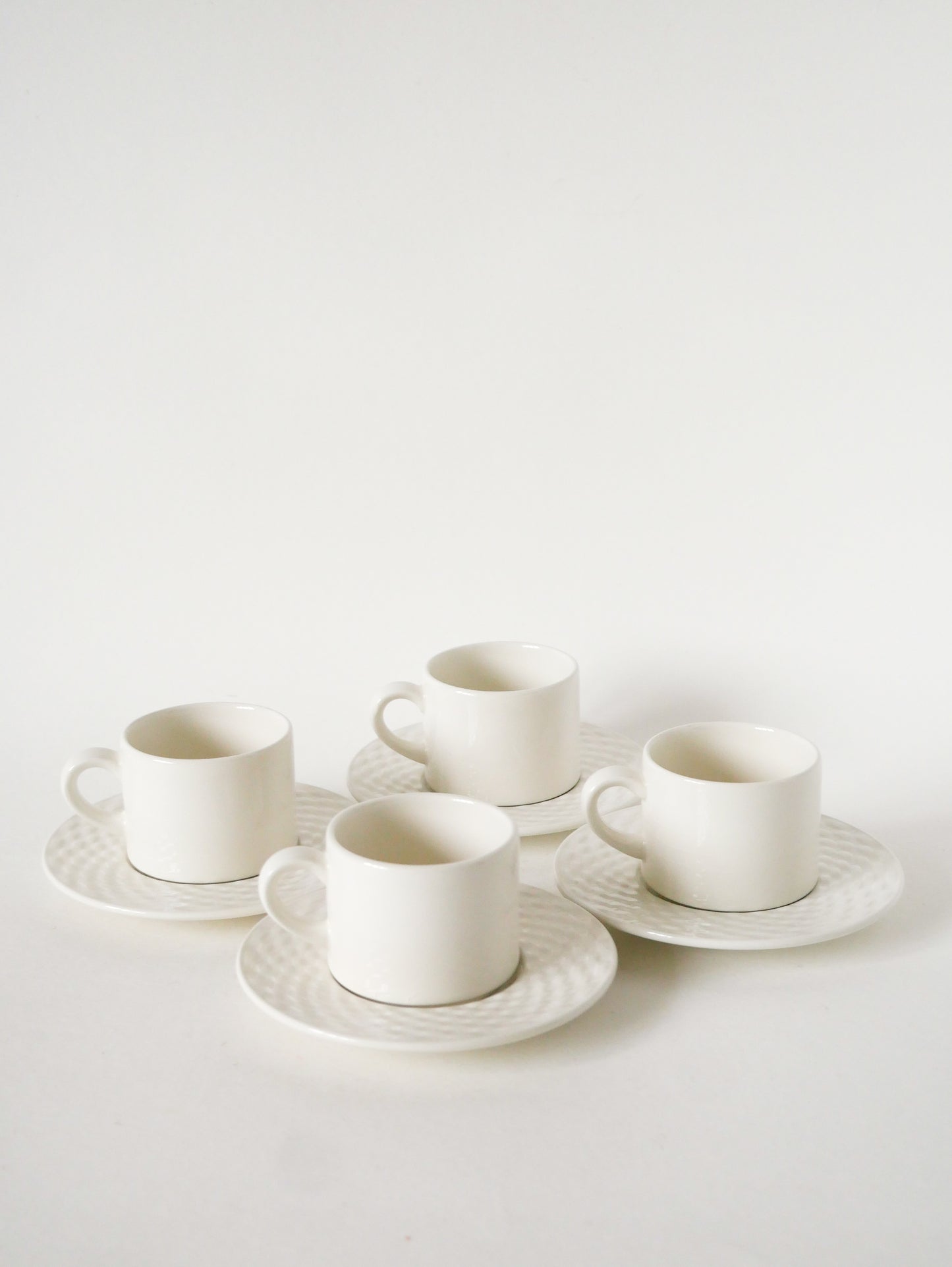 Ensemble de 4 tasses et sous-tasses à café en céramique, effet tressé, Made in Italy, Vintage