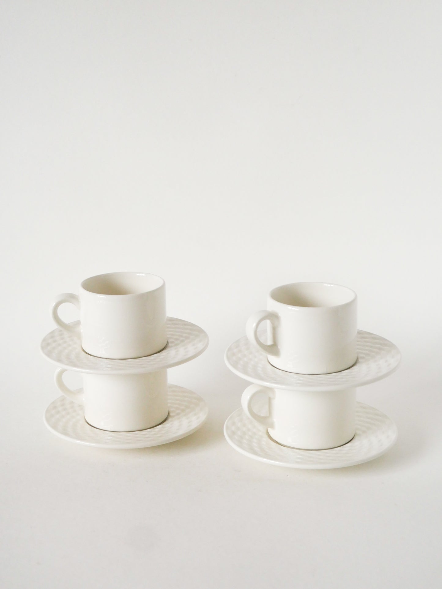 Ensemble de 4 tasses et sous-tasses à café en céramique, effet tressé, Made in Italy, Vintage