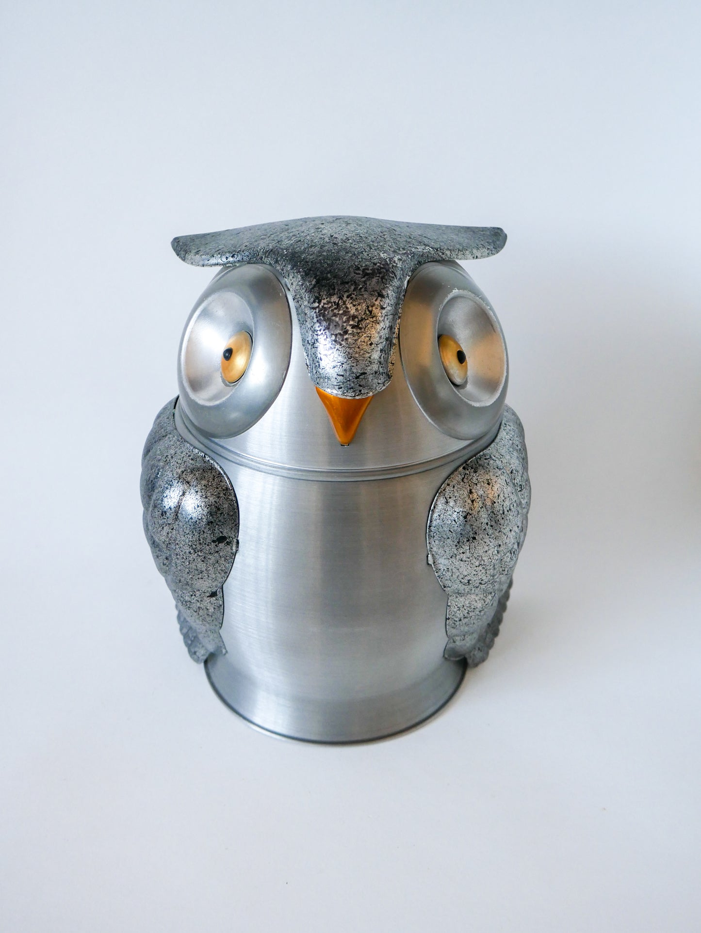 Seau à glaçon zoomorphe hibou géant en alu brossé, made in italy, 1970