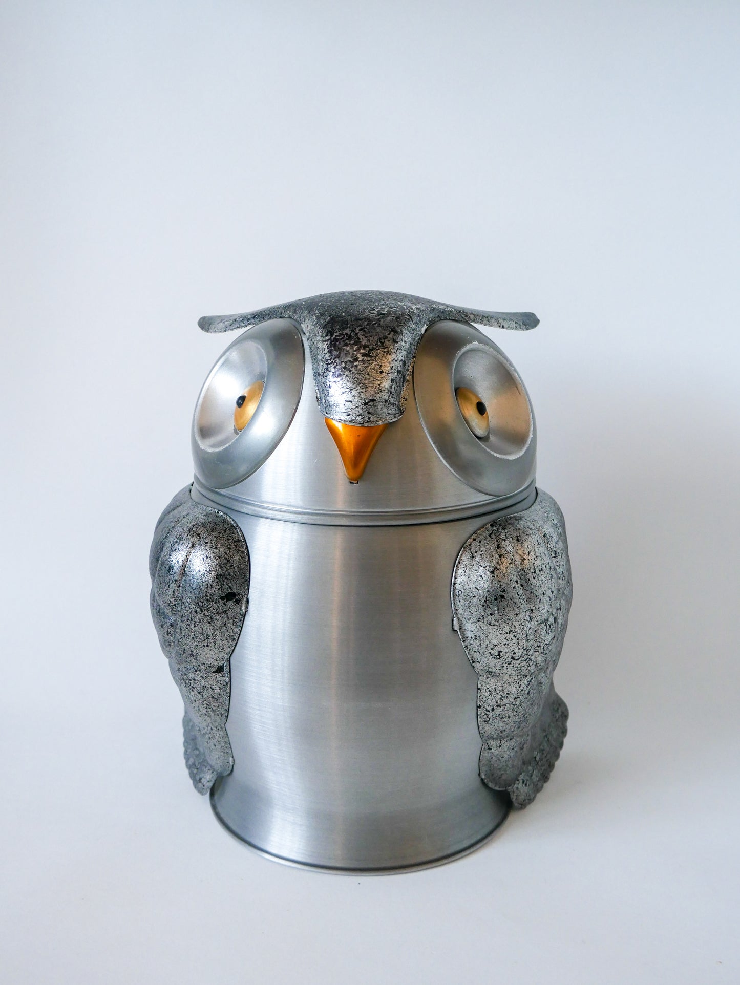 Seau à glaçon zoomorphe hibou géant en alu brossé, made in italy, 1970