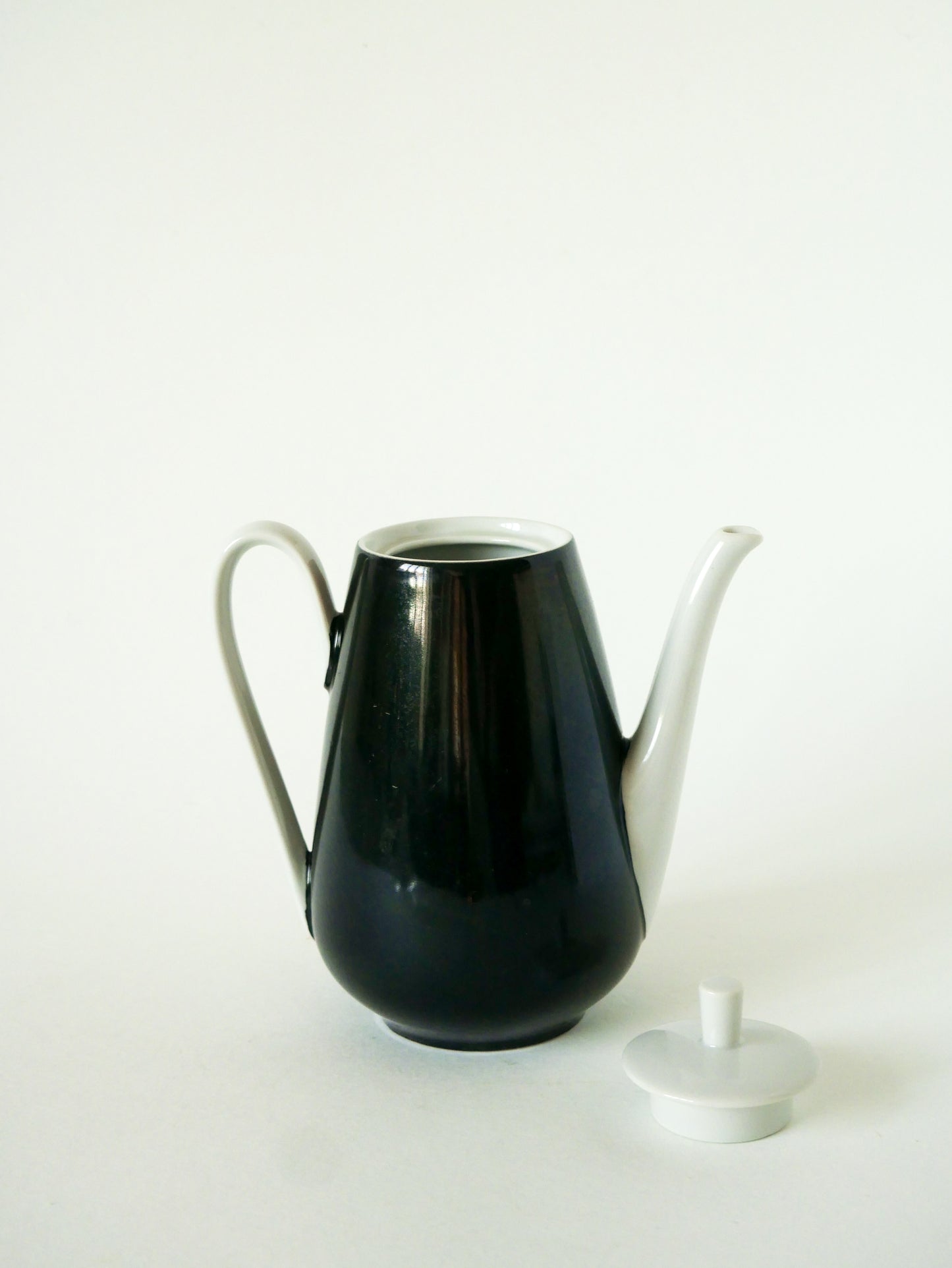 Théière en céramique, Noir & Blanc, Made in Germany, Design, 1970