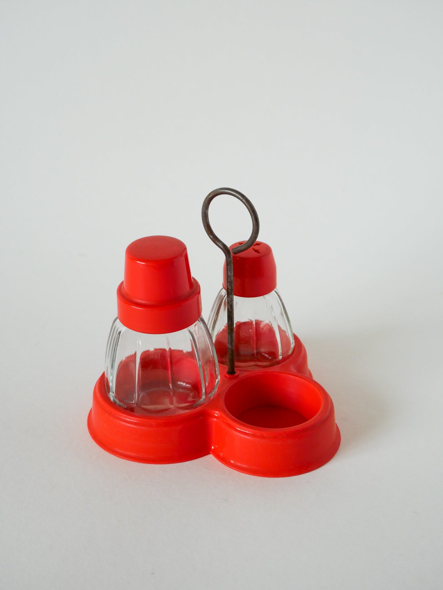 Ensemble sel, poivre et moutarde en plastique orange, Made in Germany, 1970