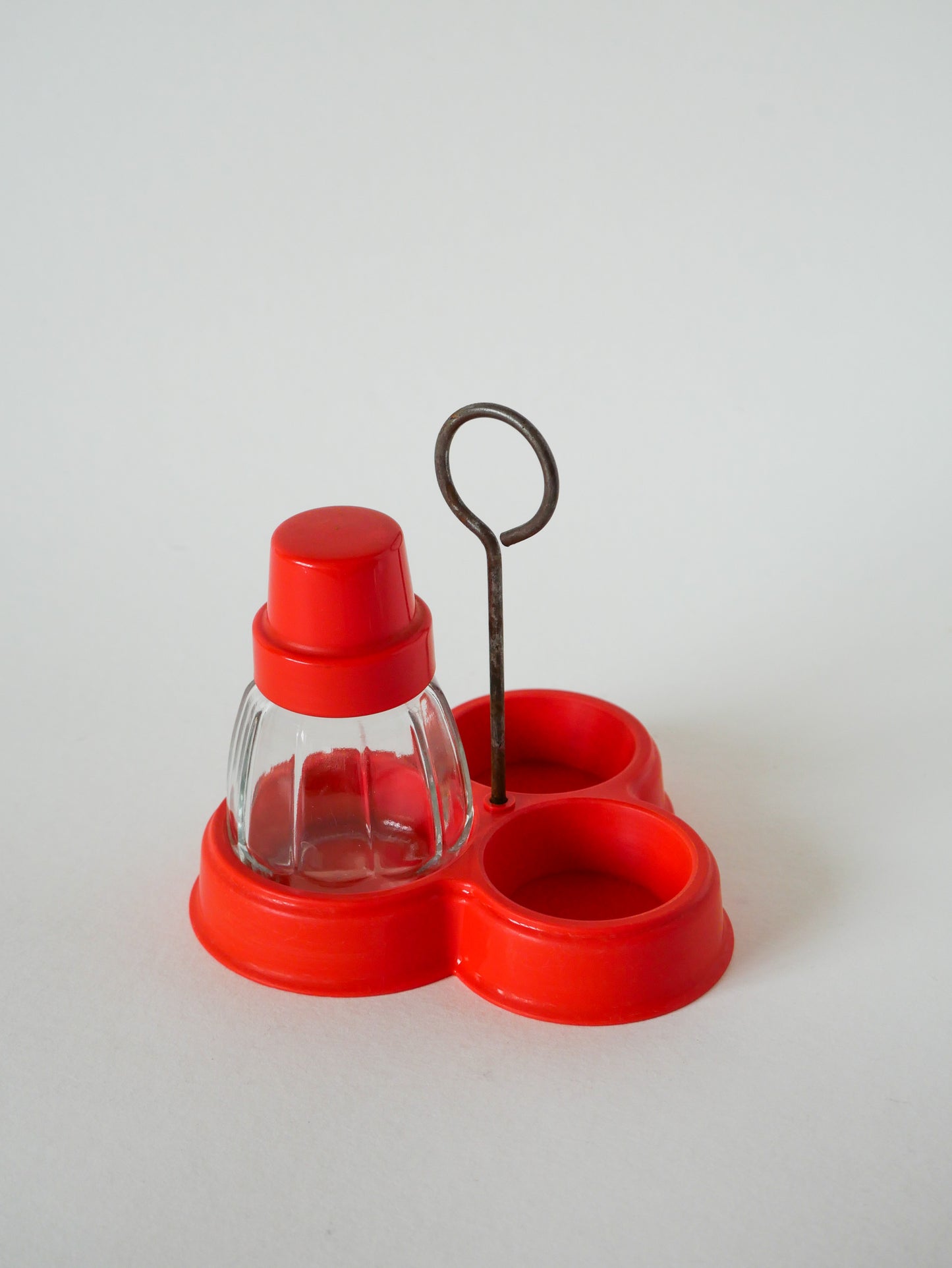 Ensemble sel, poivre et moutarde en plastique orange, Made in Germany, 1970