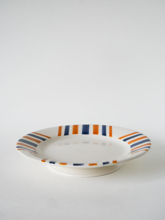 Compotier à rayures, HBCM  modèle "Eskualouna", Orange et Bleu, 1960