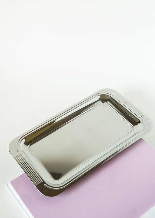 Plat rectangulaire en inox, Guy Degrenne, Design, 1970