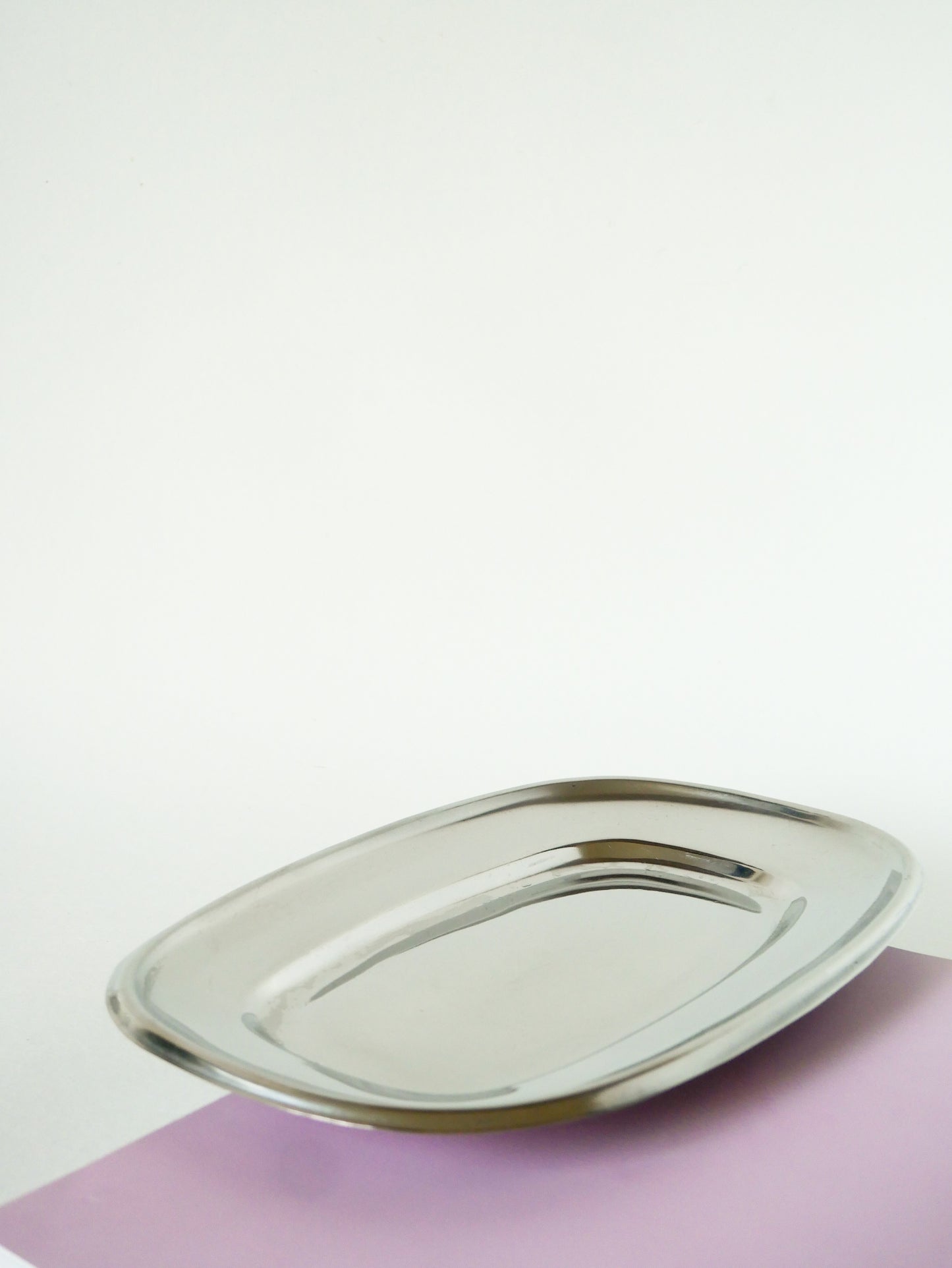 Plat rectangulaire en inox, Design, 1970