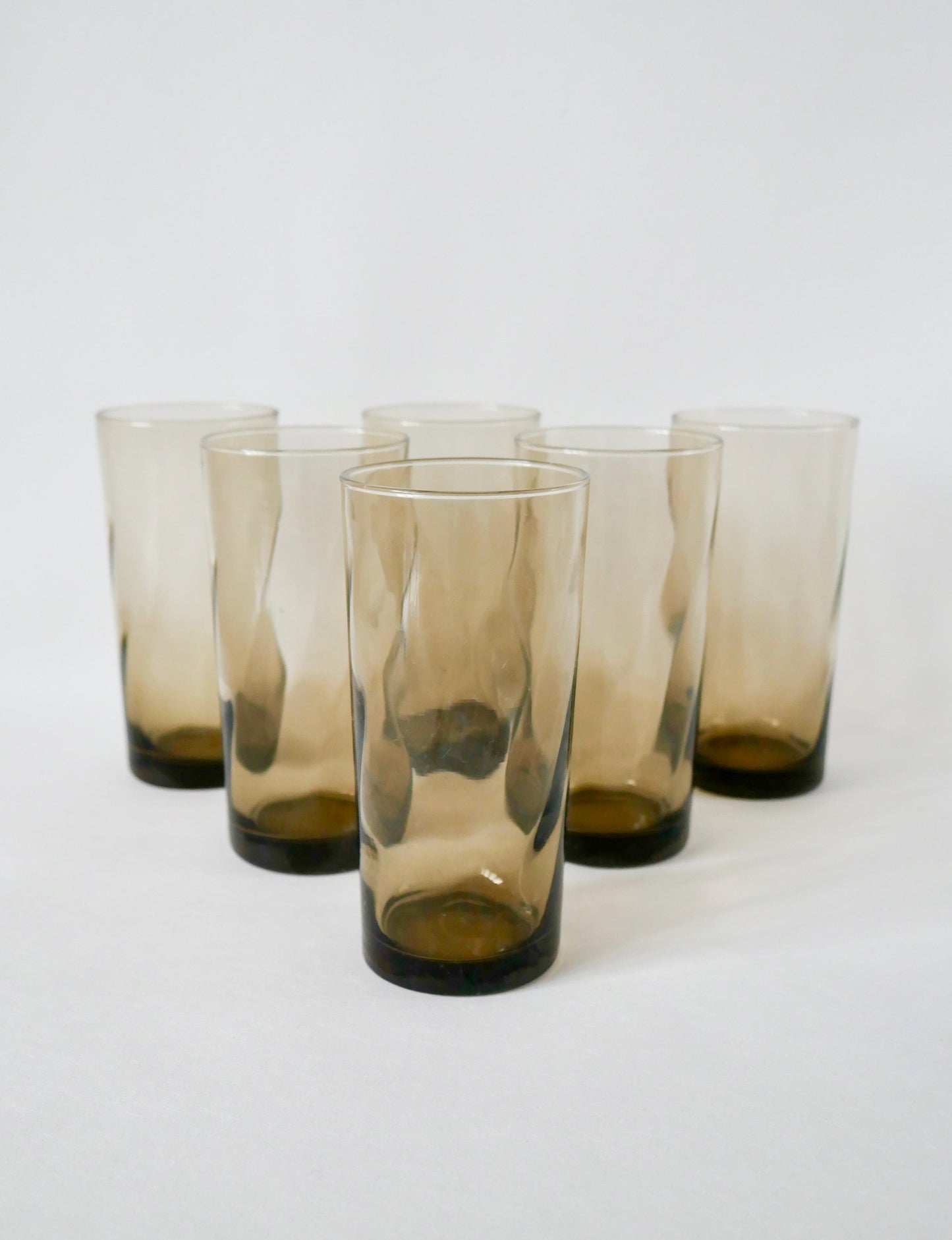 Lot de 6 verres fumés design Long Drink, 1970