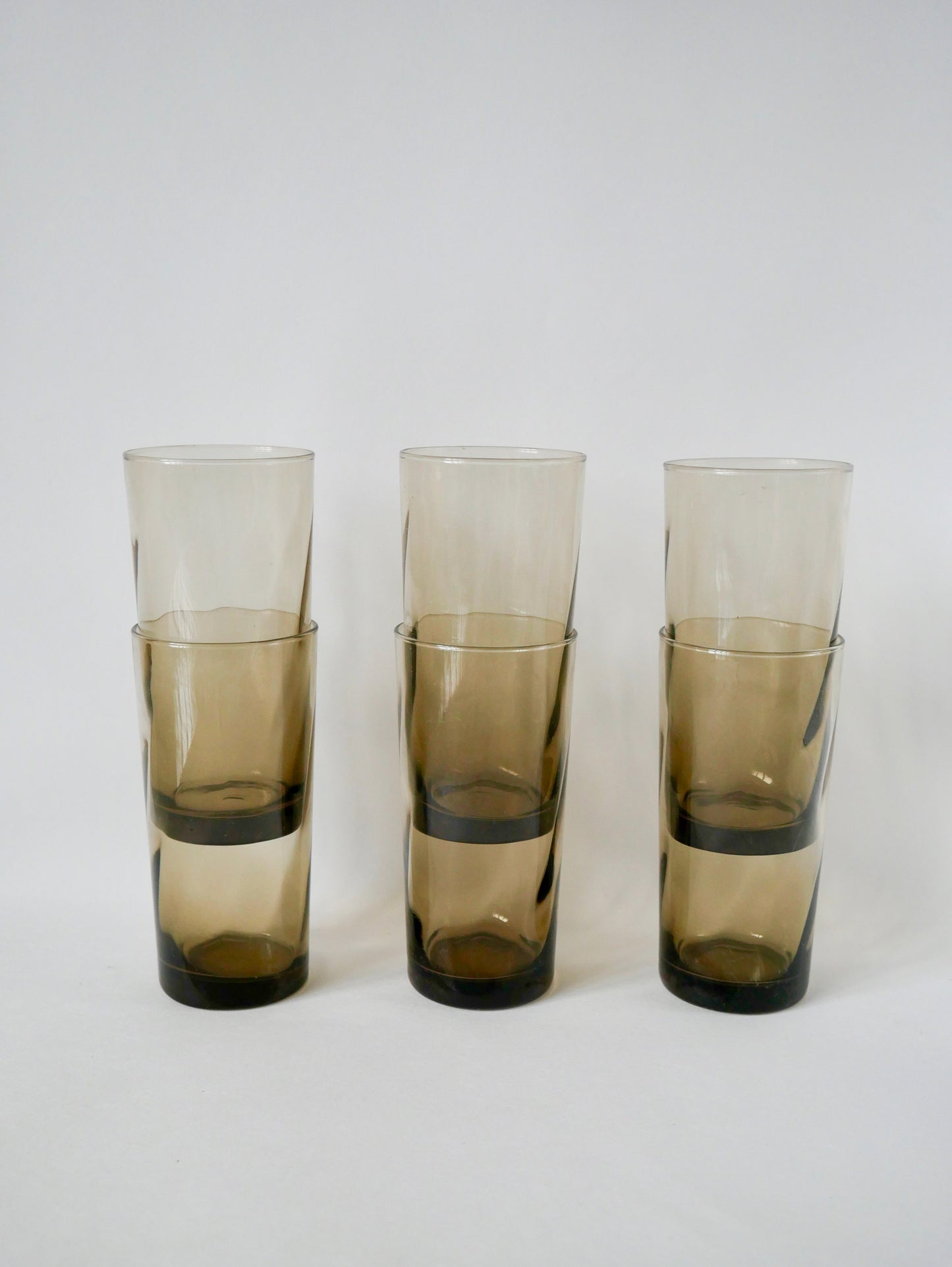 Lot de 6 verres fumés design Long Drink, 1970