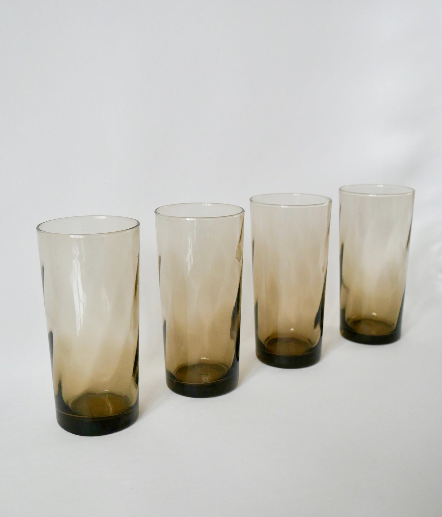 Lot de 4 verres fumés design Long Drink, 1970