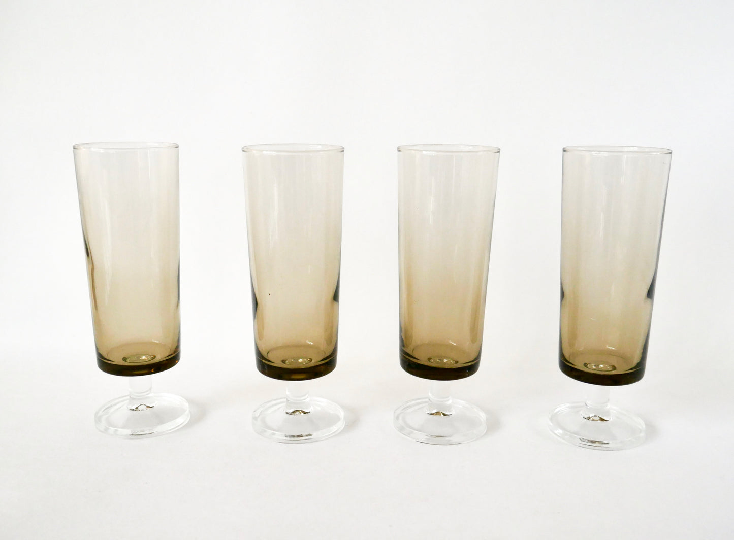 Lot de 4 flûtes à champagne en verre fumé, 1970