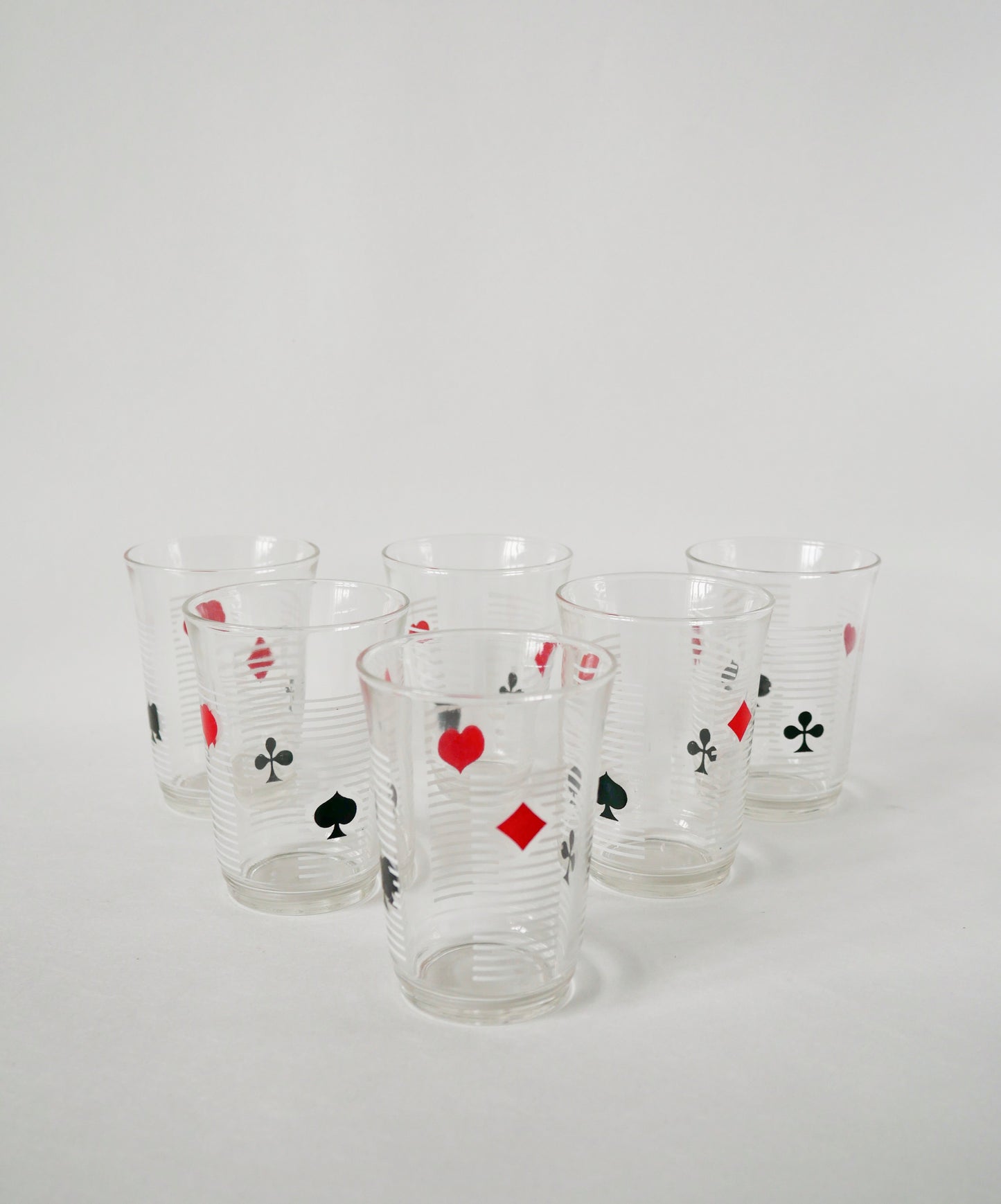 Ensemble de 6 verres à eau jeux de cartes, 1970