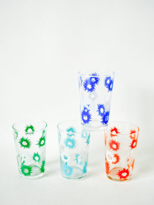 Lot de 4 verres à liqueur design colorés, 1970