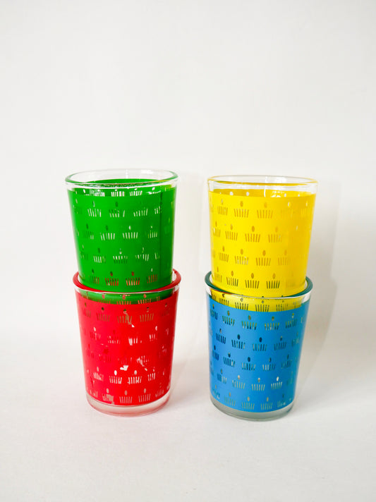 Lot de 4 verres à eau colorés, 1970