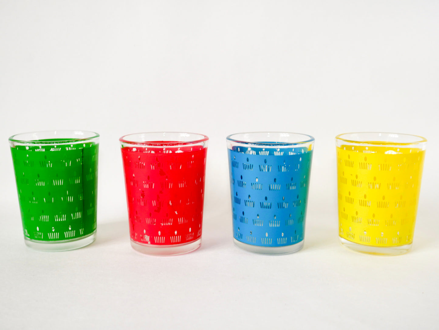 Lot de 4 verres à eau colorés, 1970