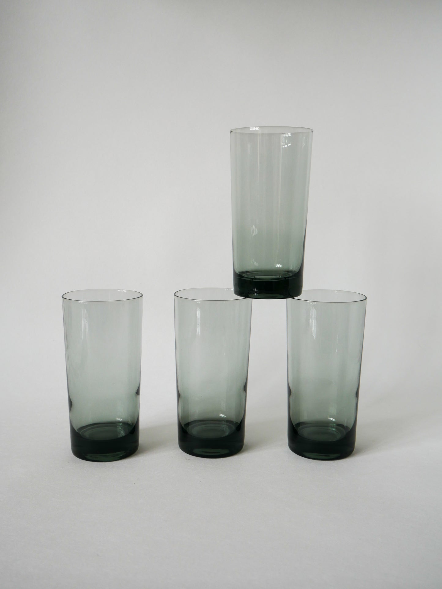 Lot de 4 verres Long Drink en verre fumé Design 1970