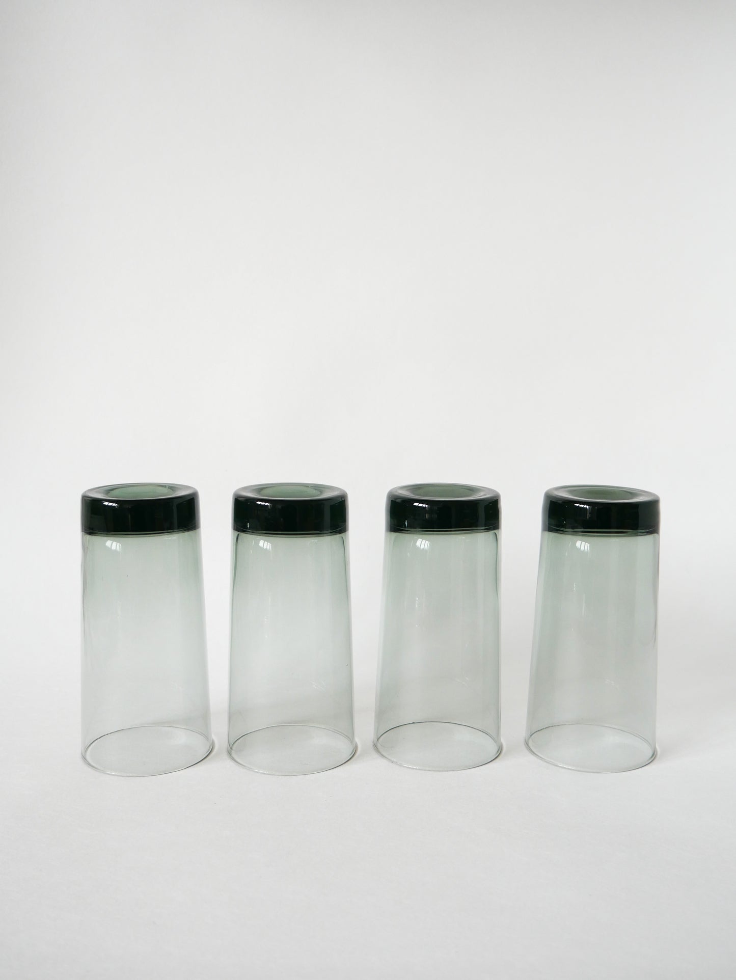 Lot de 4 verres Long Drink en verre fumé Design 1970