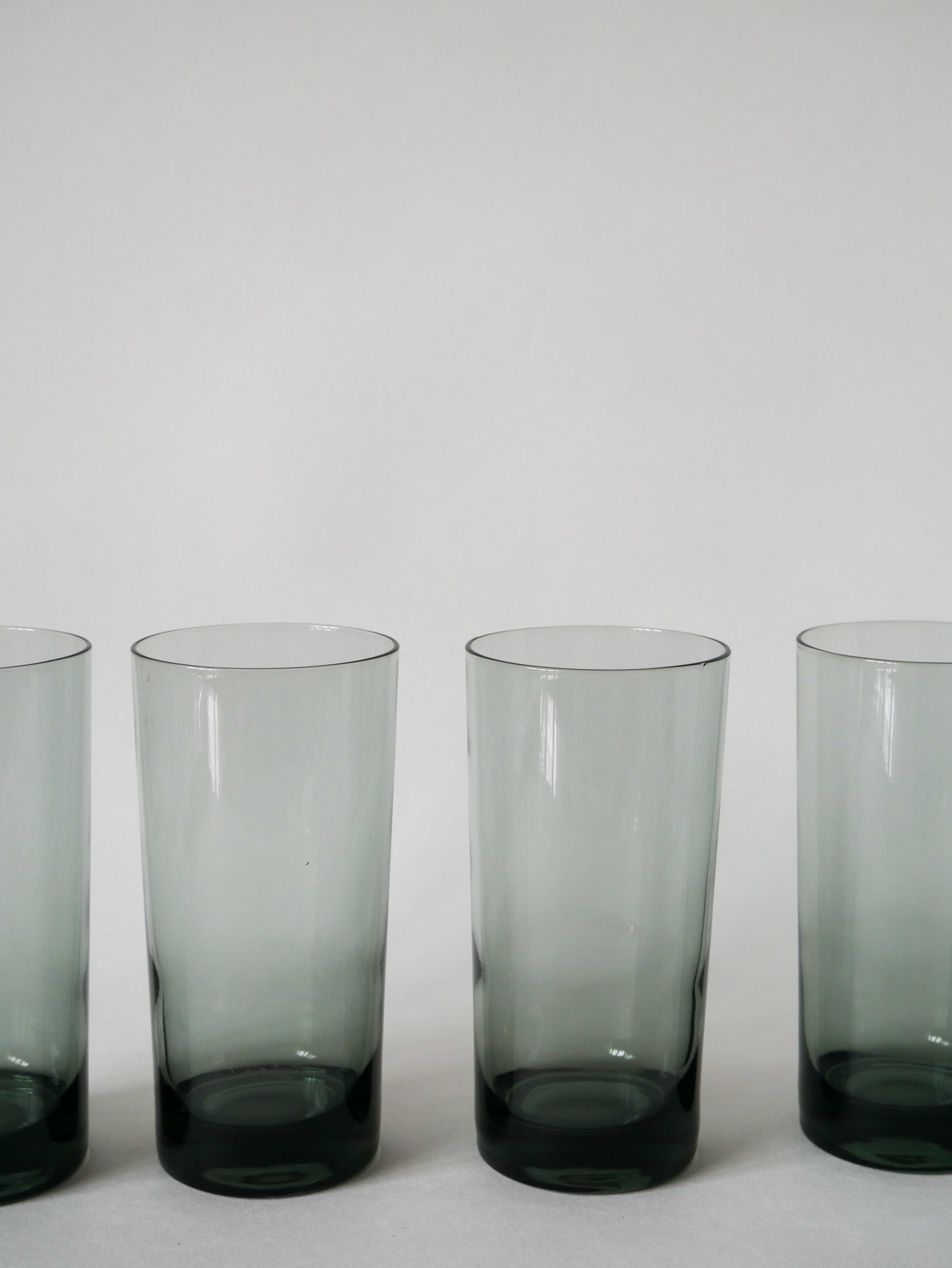 Lot de 4 verres Long Drink en verre fumé Design 1970