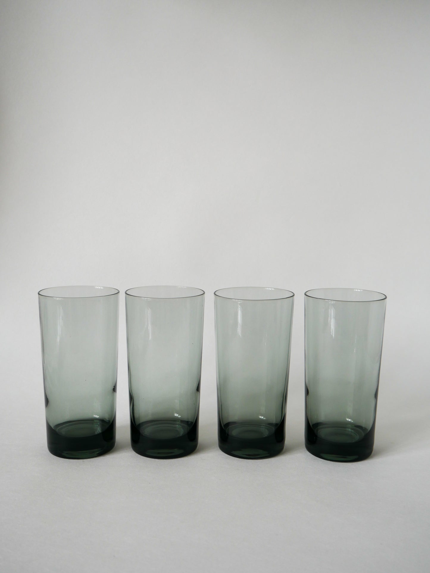 Lot de 4 verres Long Drink en verre fumé Design 1970