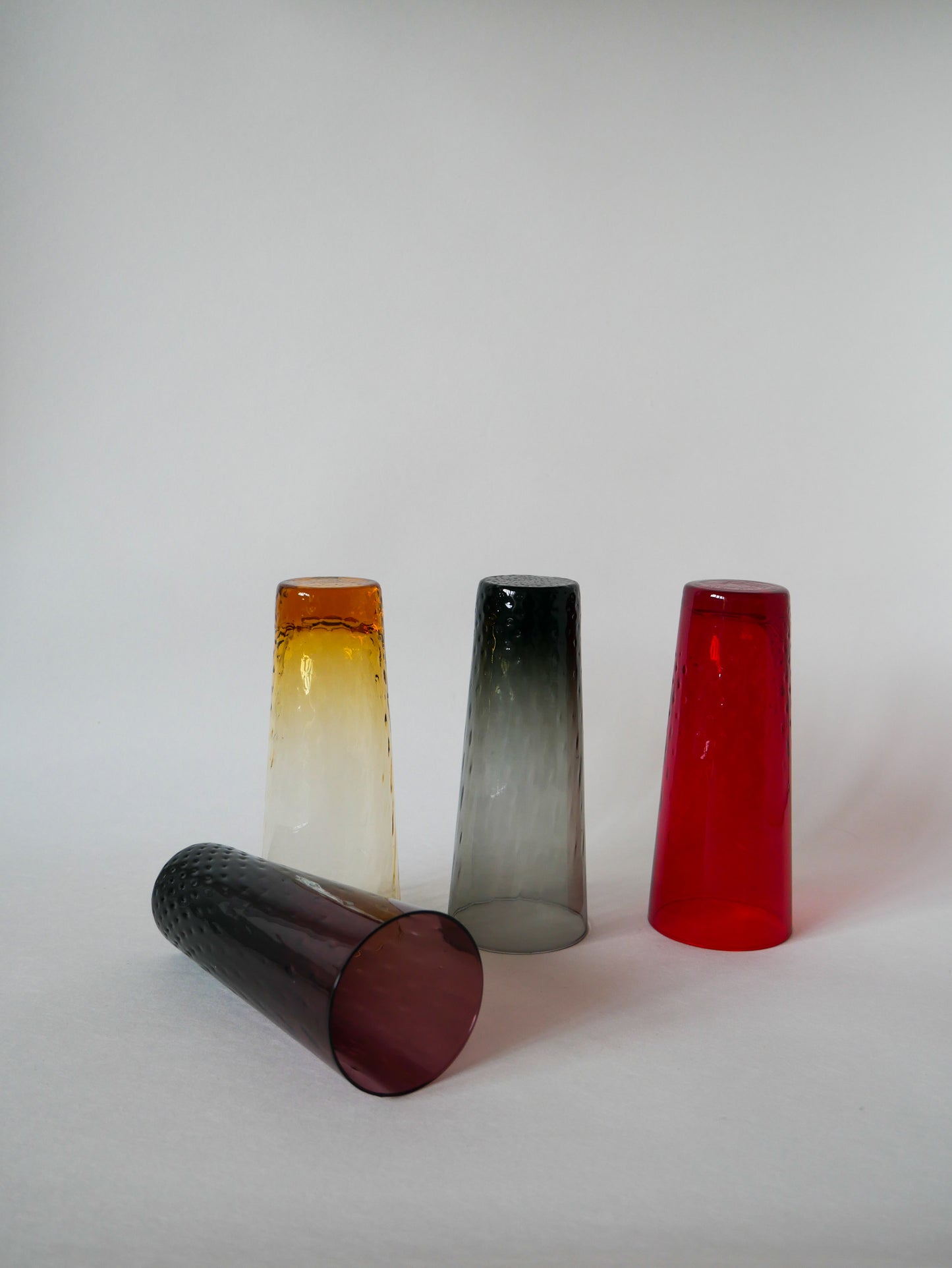 Lot de 4 verres Long Drink colorés et texturés Design 1970